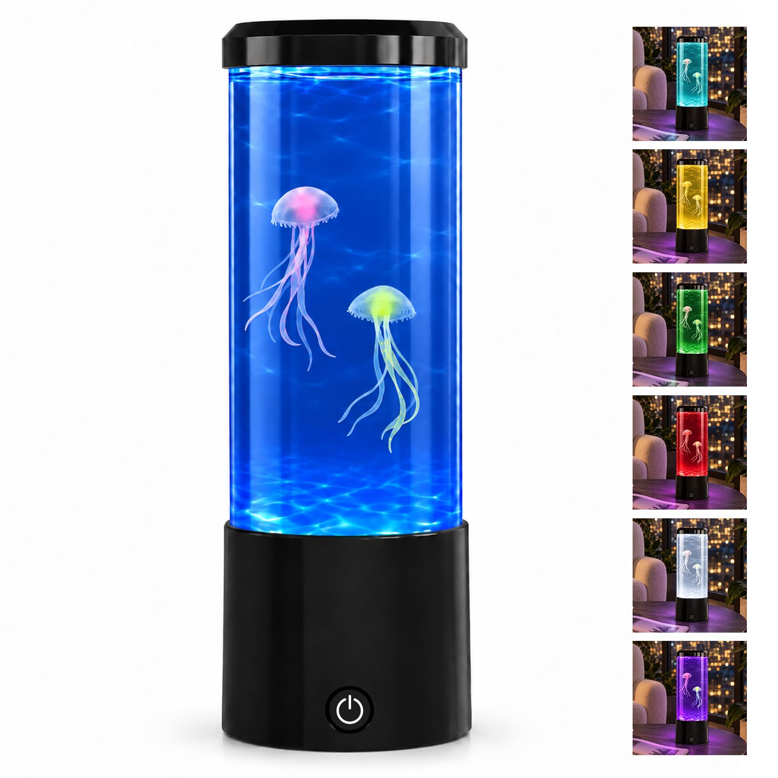 ChaneeHann 8Inch Jellyfish Lamp, Jelly Fish Light Lamp with 7 Colours Lava Lamps, Sensory Lights Jellyfish Aquarium Mood Light Realistic Fish Lamp Aquarium for Bedroom, Home, Office Décor