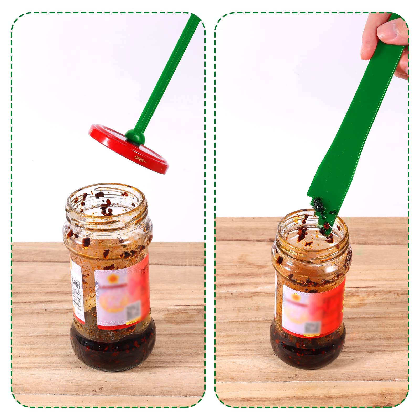 4pcs Kit de Mise en Conserve, 2pcs Lève-Couvercle de Bocal Magnétique et 2psc Canning Bubble Popper Bubble Remover Canning Measurer Supplies pour Conserver les Fruits et Légumes (Vert)