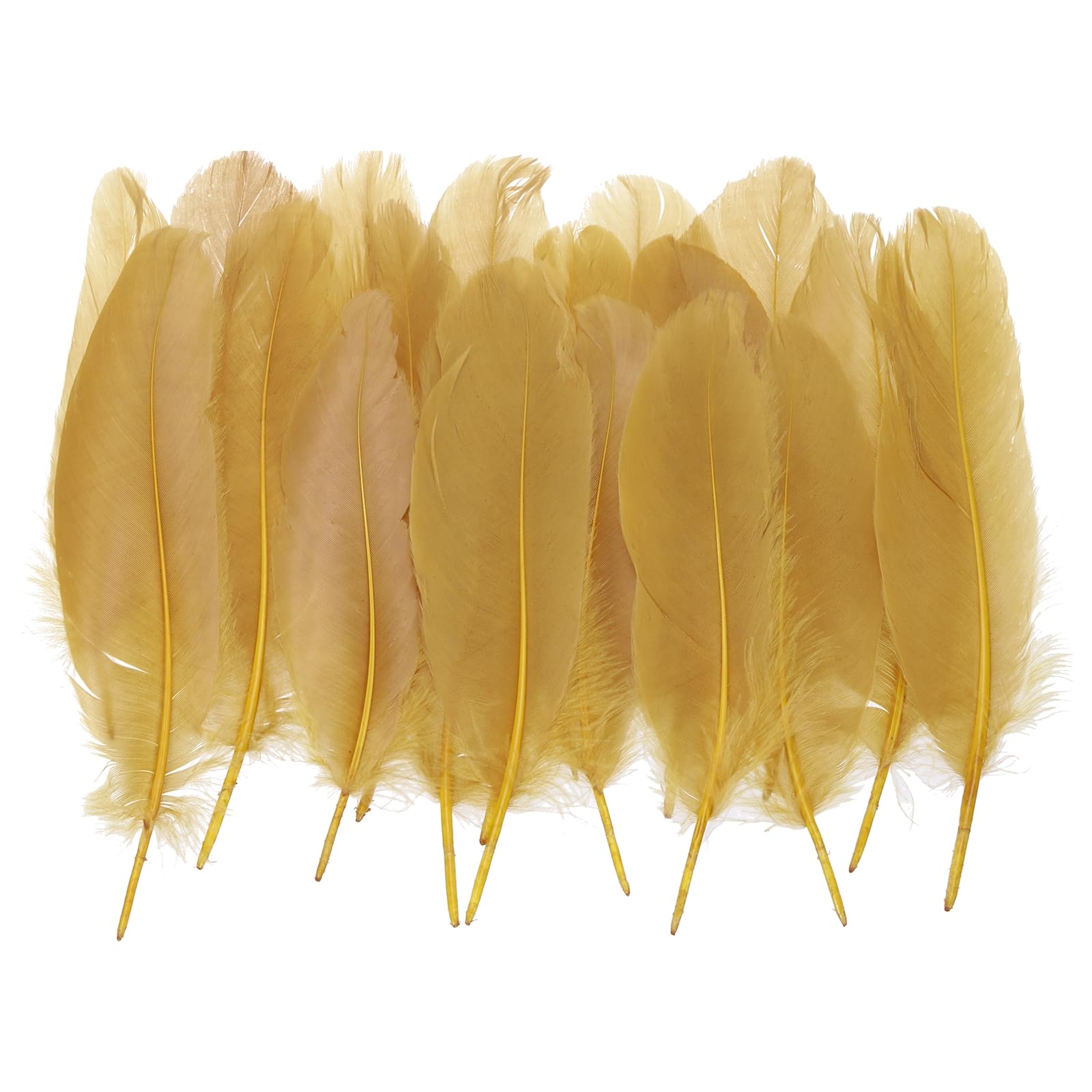 PATIKIL 4-7" Natural Goose Feathers Bulk for Crafts, 300 Pack Long Assorted Colors Feathers Decor for DIY Dream Catchers, Hats, Garland, Vase Supplies Adults Crafting, Gold — image 1