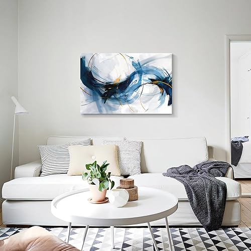 Miniatura 671 de Lienzo artístico para pared, pinturas de arte abstracto, fantasía azul, grafiti colorido sobre fondo blanco; decoración artística moderna para sala