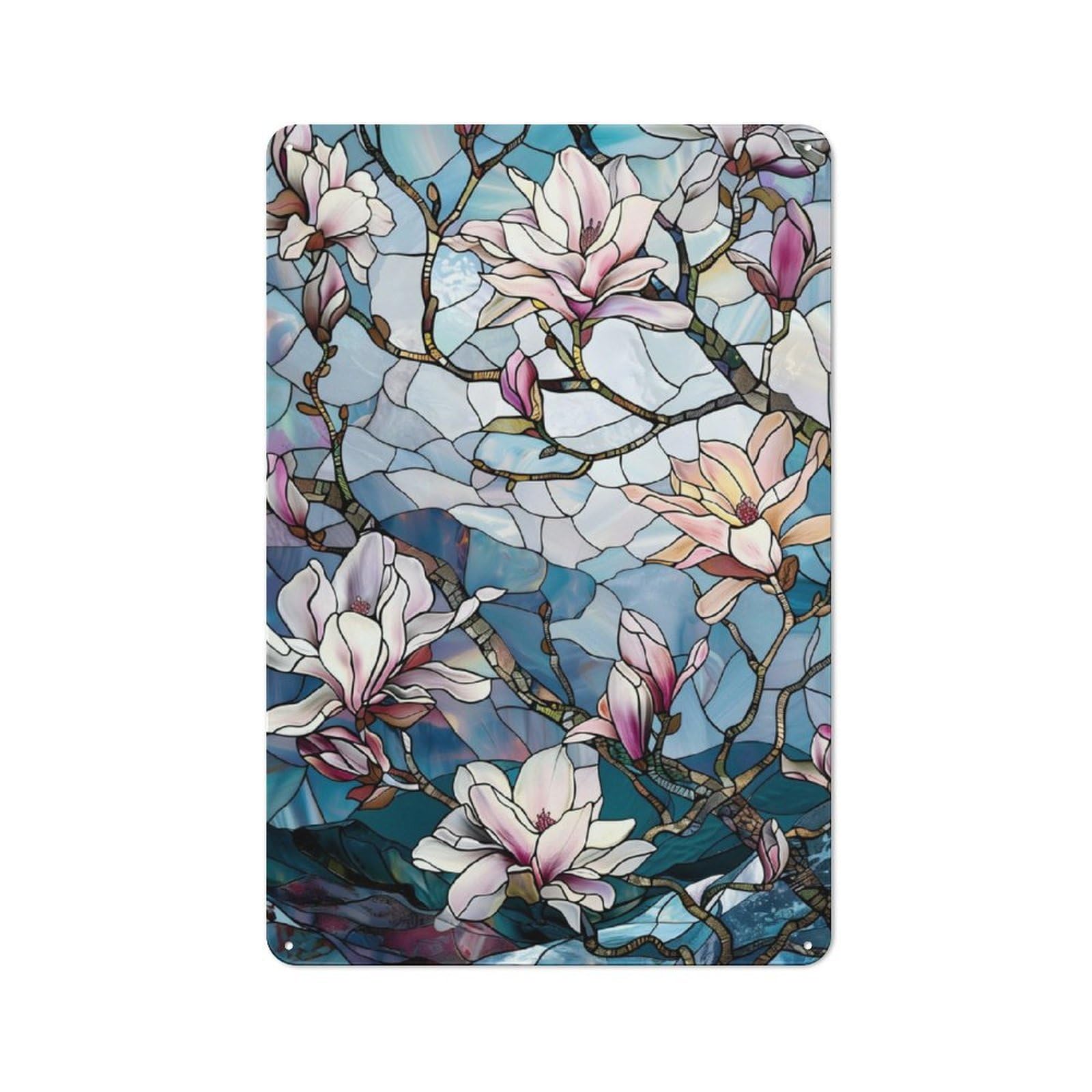 Junmoney Serene Magnolias Metal Sign 30X20cm With For Workshop Wall, Rustic Decor, For Collectors Decorating Workshops And Hobby Rooms