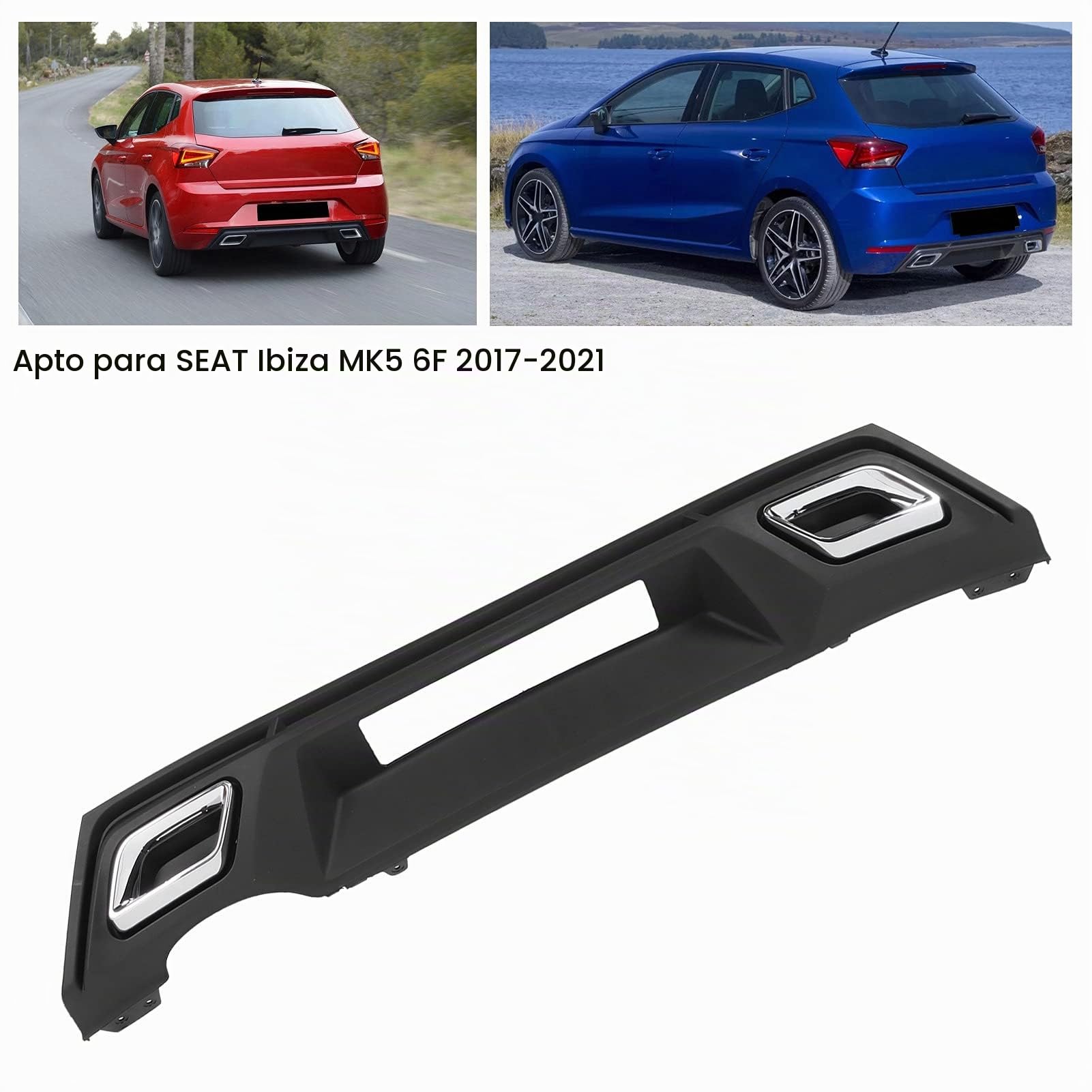 Pilipane Alerón Difusor De Parachoques Trasero Negro Mate, Exterior Agresivo del Automóvil, Alerón Inferior del Parachoques para Darle Estilo, Se Adapta A Seat Ibiza MK5 6F 2017-2021