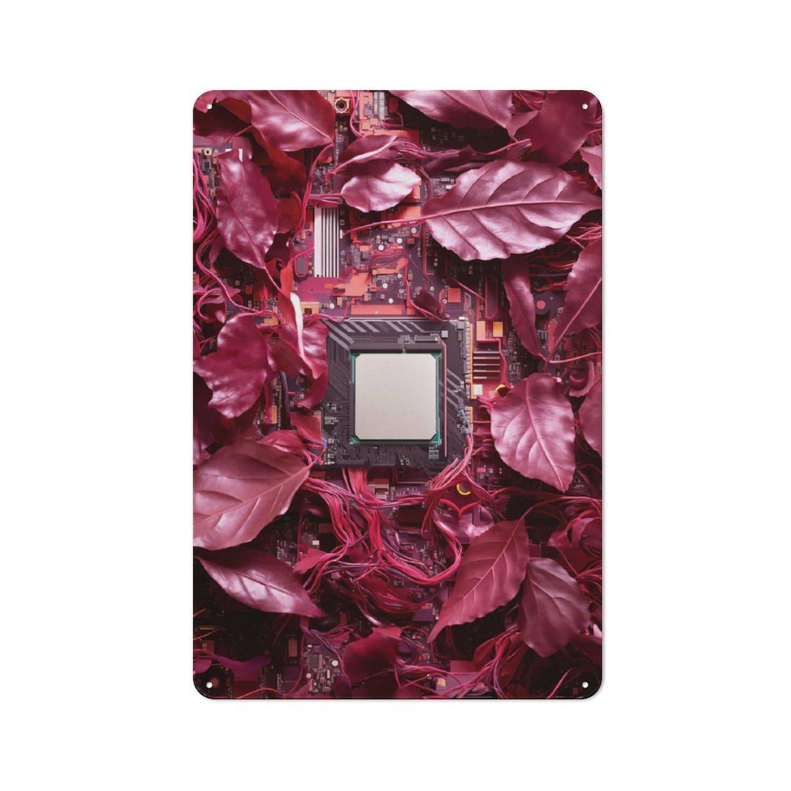 CPU Organic Leaves Industrial Metal Sign 30x20cm, Modern Retro Loft Wall Plaque for Modern Home, Workshop, Office Or Cafe