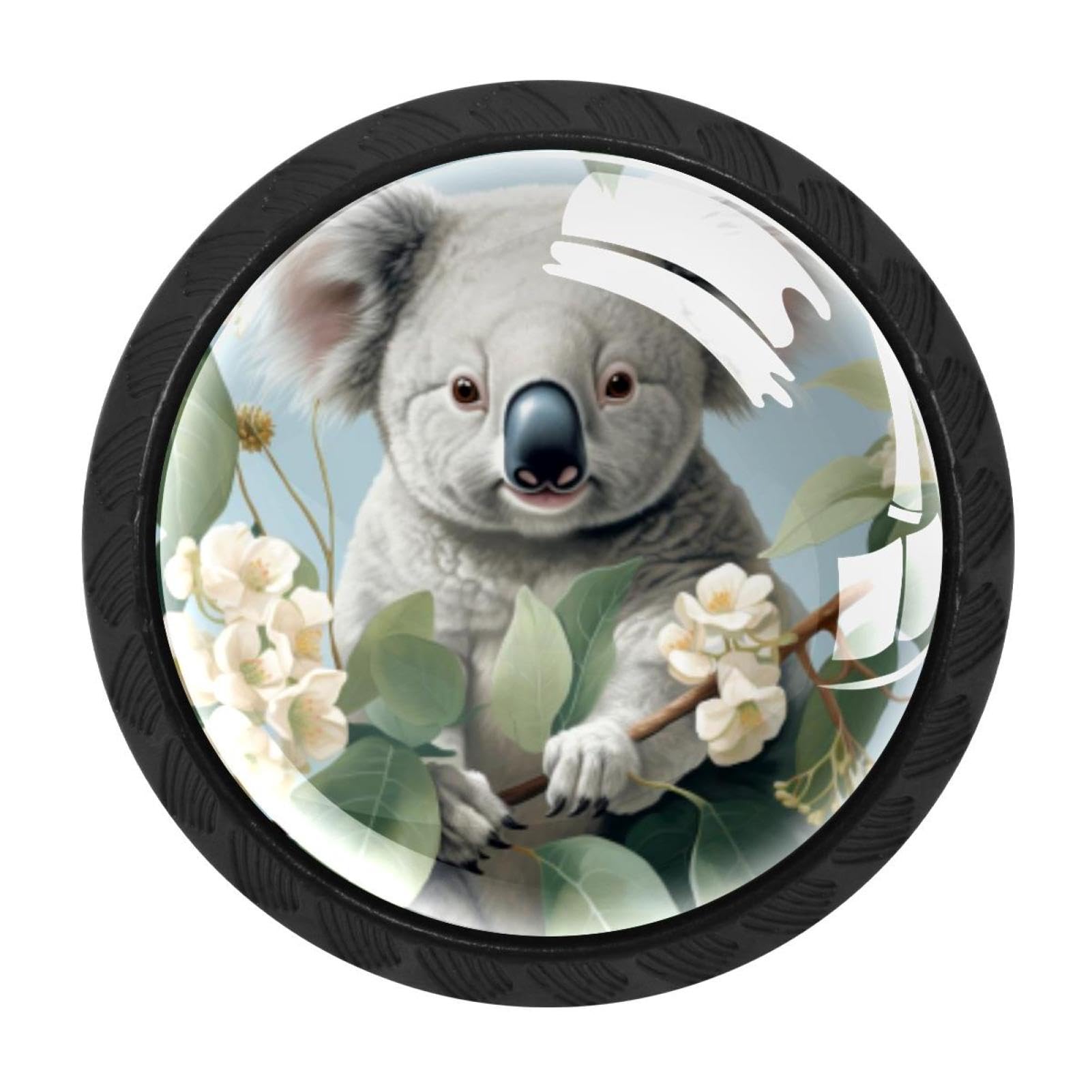 CHENZZZZ 4 Pack Koala Kitchen Cabinet Knobs Drawer Knobs Dresser Knobs Matte Black Zinc Knobs Drawer Pulls Door Knobs Dresser Drawer Handles Knobs for Dresser Drawers