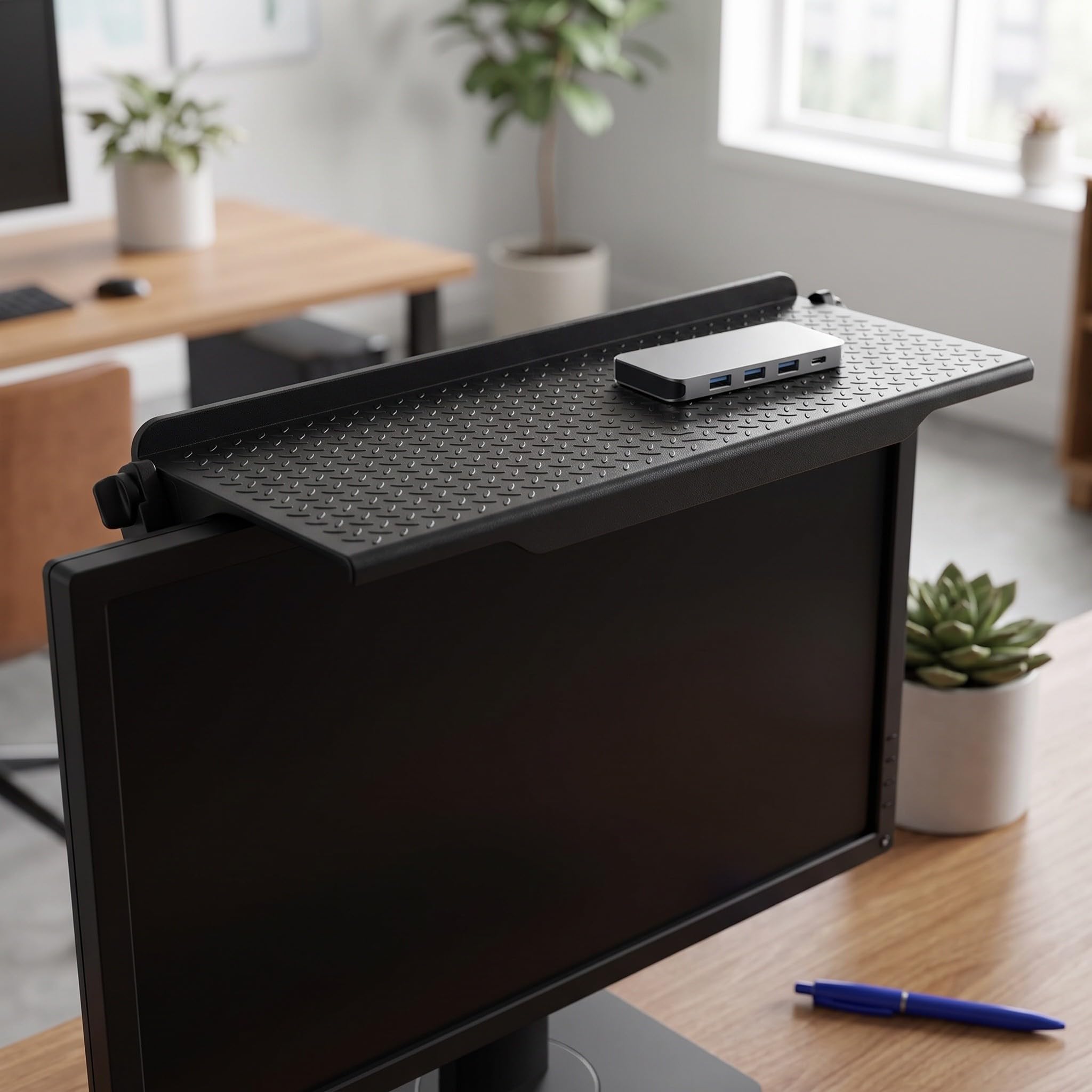 Lurrose 4 pezzi Mensola TV in plastica ampia piattaforma regolabile supporto monitor senza foratura | Supporto router per console di videogiochi per riporre dispositivi audio video e multimediali
