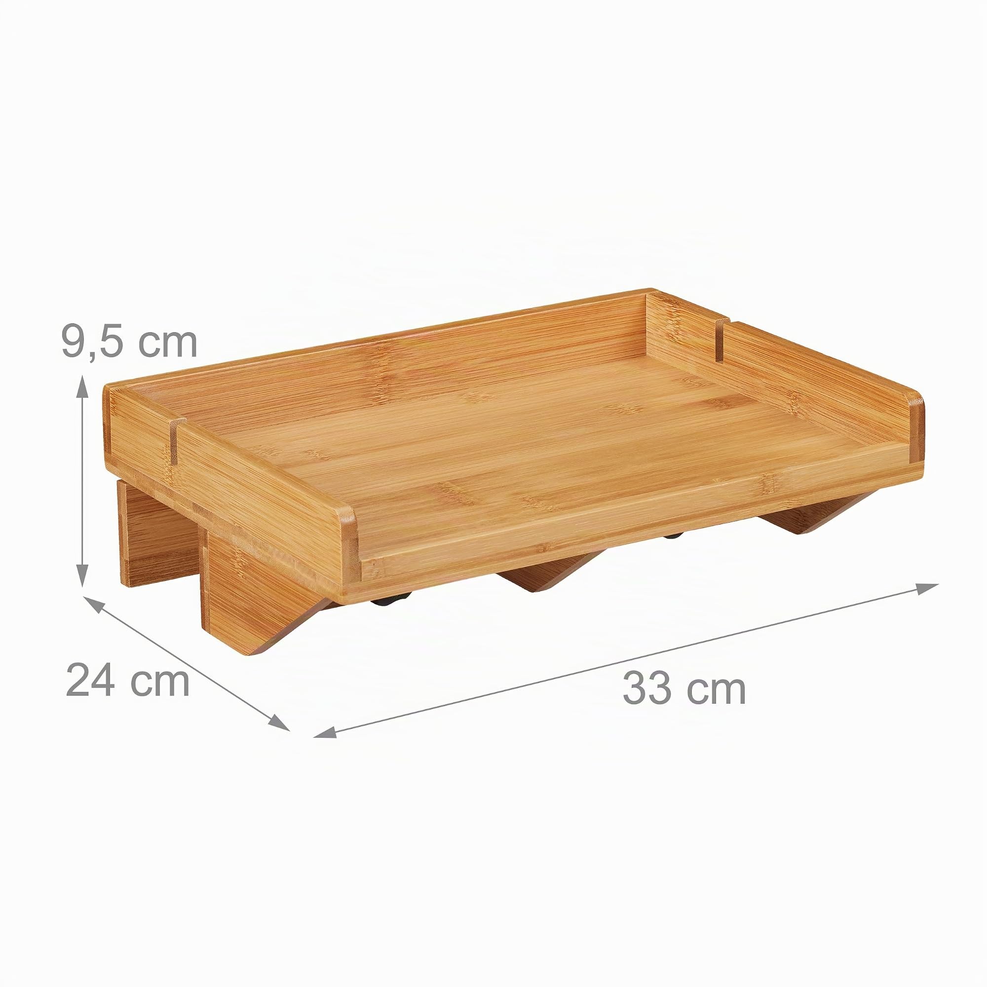 Relaxdays Étagère de lit, mini-table de chevet à clipser, en bambou, peu encombrante, emplacements pour câbles, étagère BT 33x24 cm, naturelle