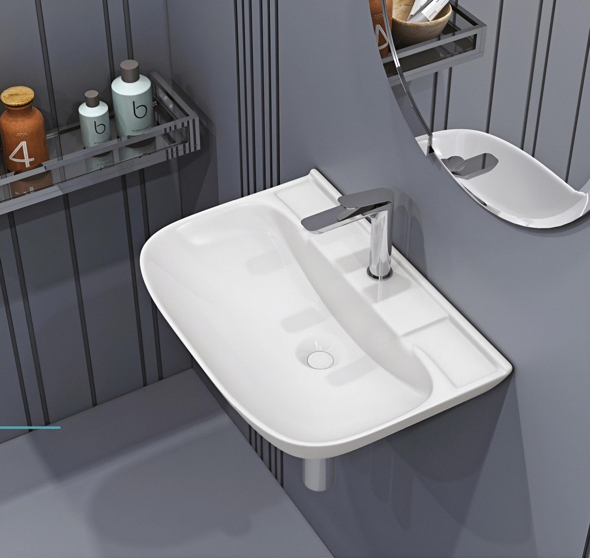 Syon JOY Premium Ceramic Wall Hung Wash Basin (17 inch X 12 inch) (B0D2TLF3S1) Amazon Price History, Amazon Price Tracker