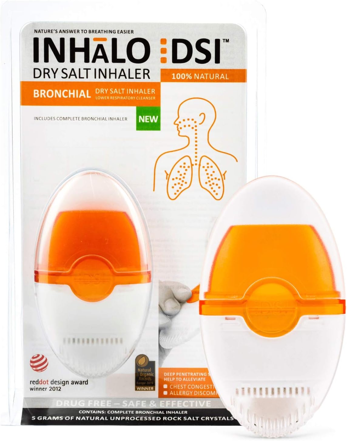 Bronchial Dry Salt Inhaler Lower Respiratory Cleanser by Inhalo