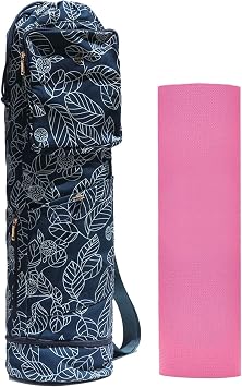 ESVAN Yoga Mat Bag with Multi Pockets Drawstring Yoga Mat Carrier Pilates Exercise Multi-Functional Storage Bag