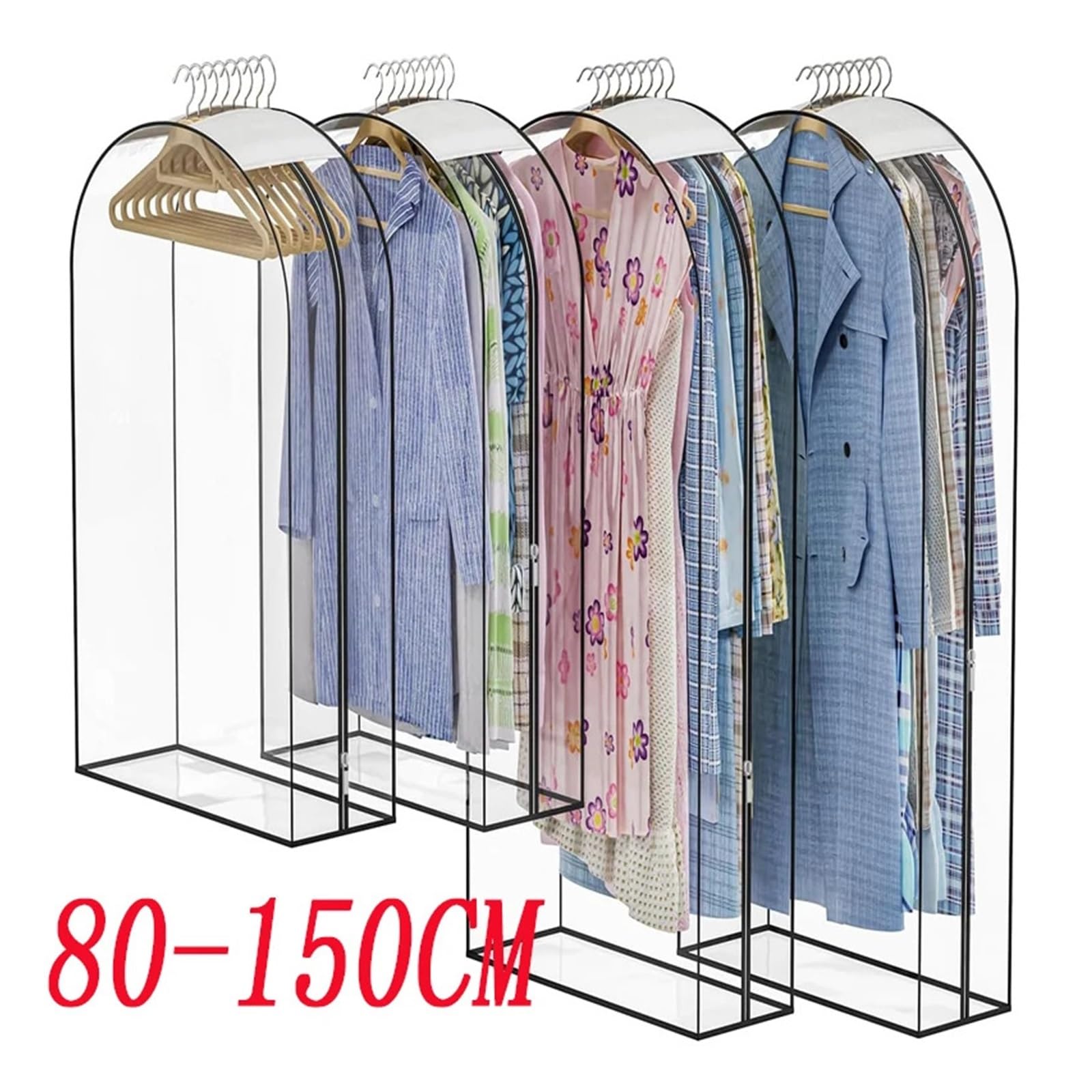 fundas para ropa Clothing Dust Cover Transparent Dress Clothes Garment Hanging Organizer Waterproof Dustproof Wardrobe Storage(60X25X100CM,5PCS)