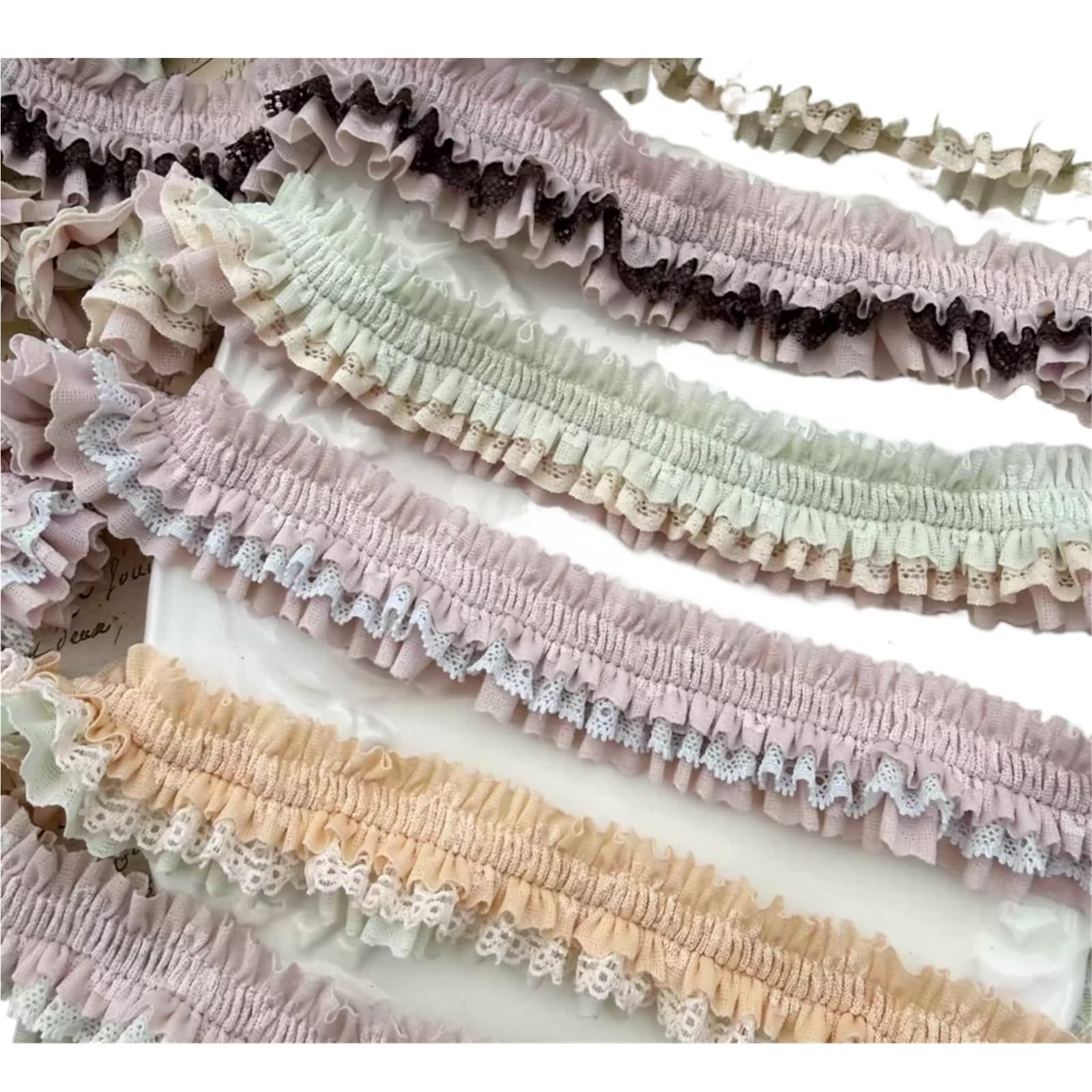 Nastro Di Pizzo Plissettato Tessuto in tulle plissettato da 10 iarde e 3 cm per cucire