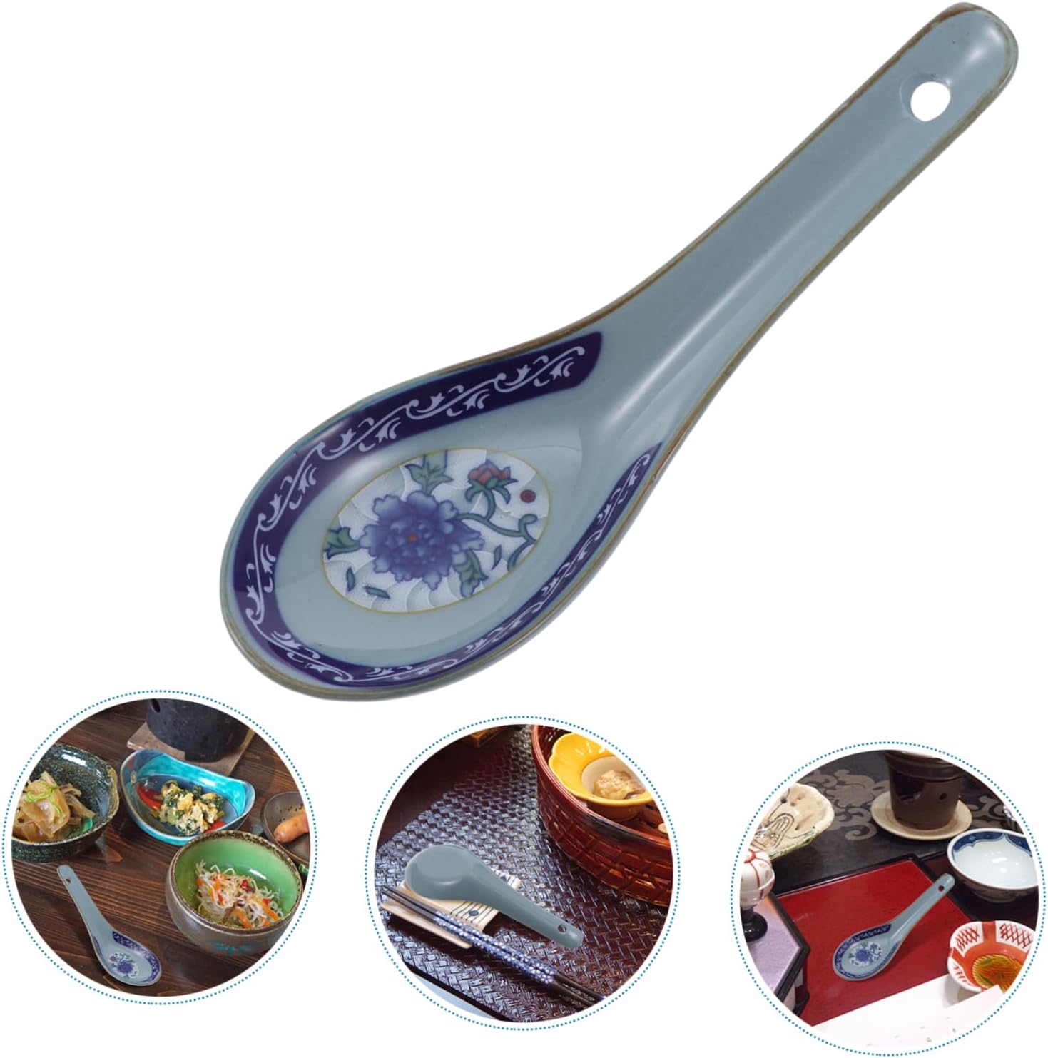 30 Pcs Tablespoon Chinese Soba Hand Painted Spoon Noodle Spoon Ramen Bowl Soup Spoon Soup Spoons Asian Style Spoons Blue and White Porcelain Hand-pulled Noodle Ceramics