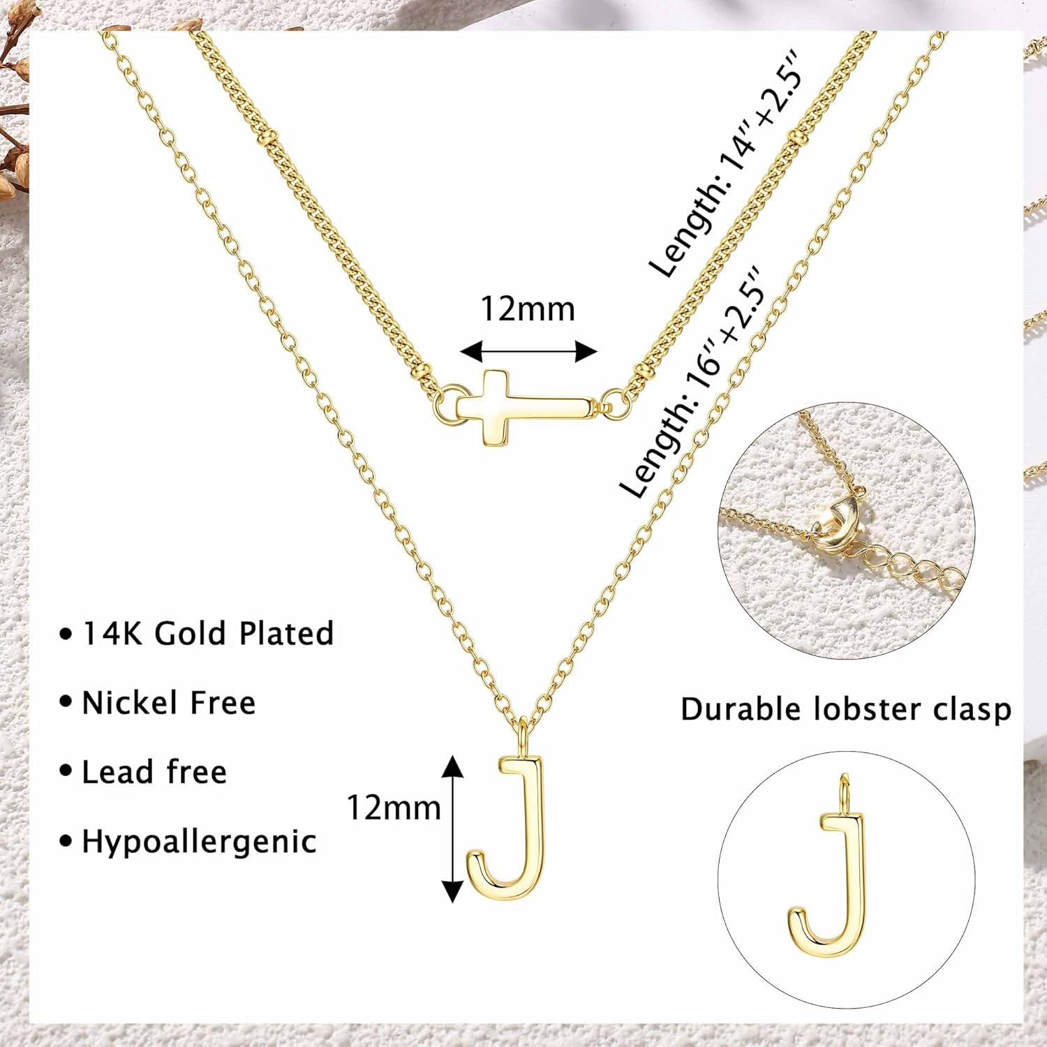 Dochais Layered Gold Necklaces for Women Trendy Dainty Cross Choker Necklace 14k Gold Plated Stack Initial Statement Pendant Chain Necklace - Image 2