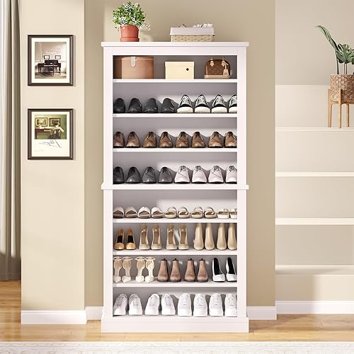 Miniatura 7 de Zapatero independiente, con capacidad para 40-45 pares, zapatero de 9 niveles de 71 pulgadas de alto con estantes ajustables, organizador de