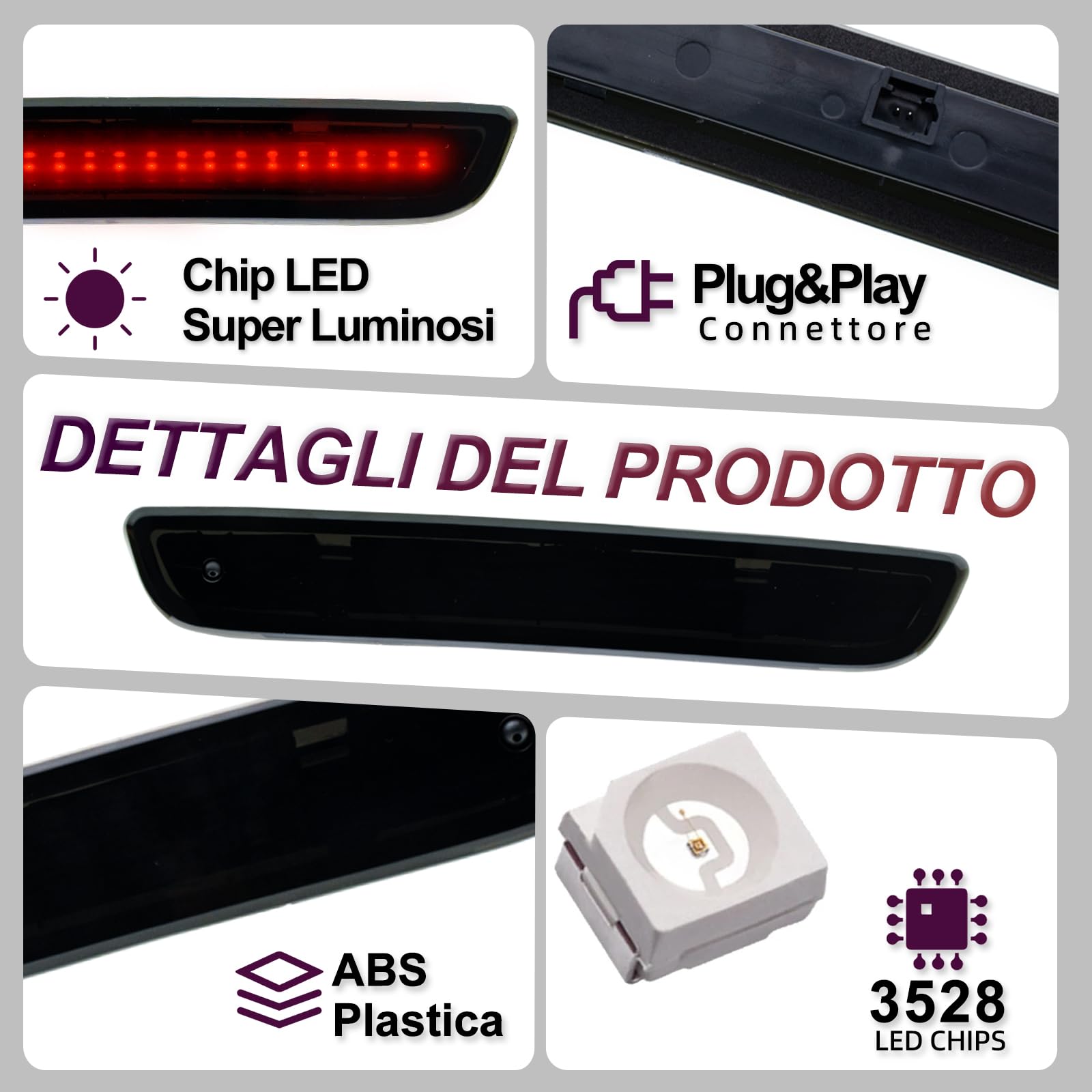 1pc LED Terza Luce di Stop per Ci.troen C1 / Pe.ugeot 108 / To.yota Aygo 2014-2022 CHMSL Luce di Stop Posteriore Alto Livello