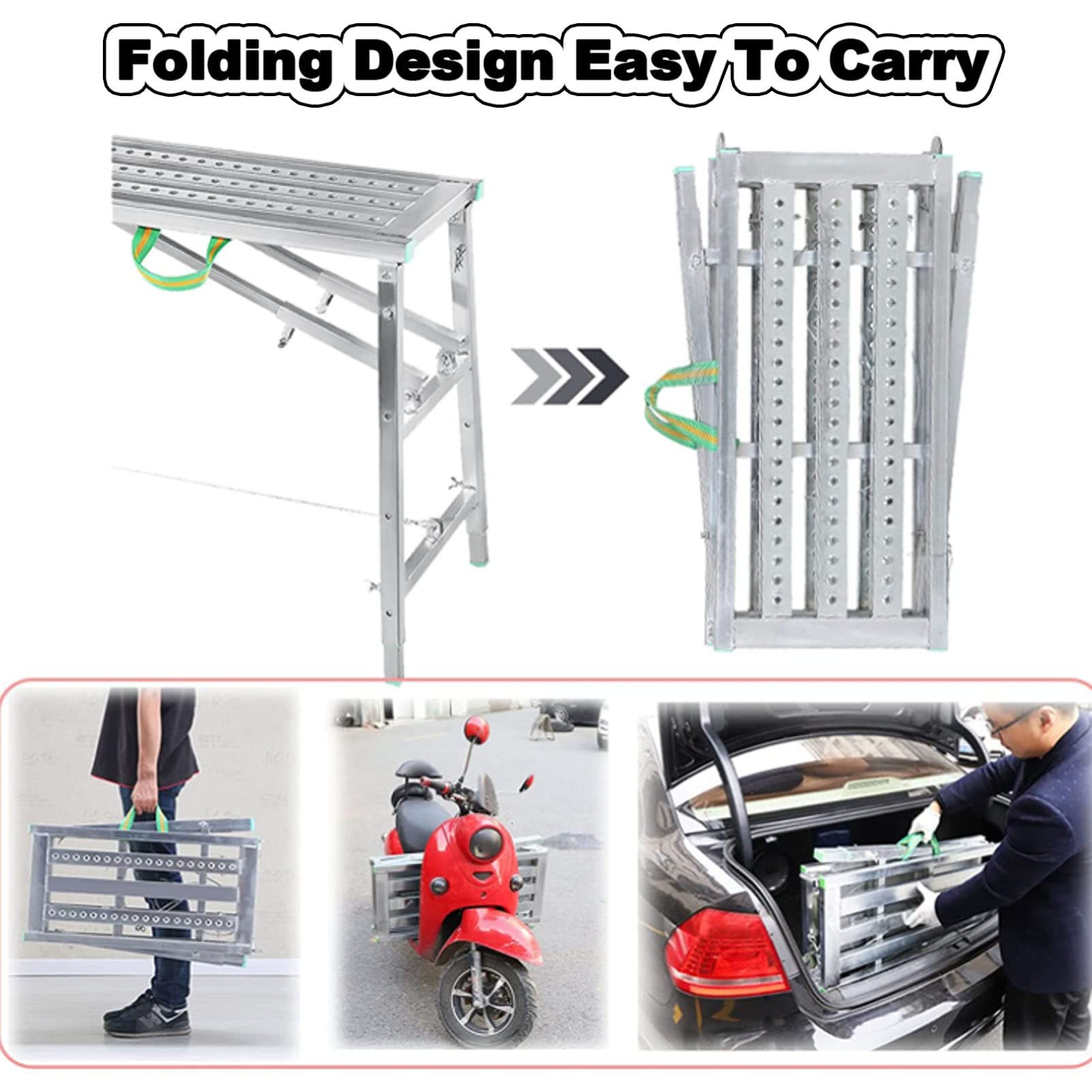 Przenośna składana aluminiowa drabina rusztowania o regulowanej wysokości, 180 cm, platforma schodkowa do mycia pojazdów, czyszczenia okien, DIY, konserwacji i ulepszania domu