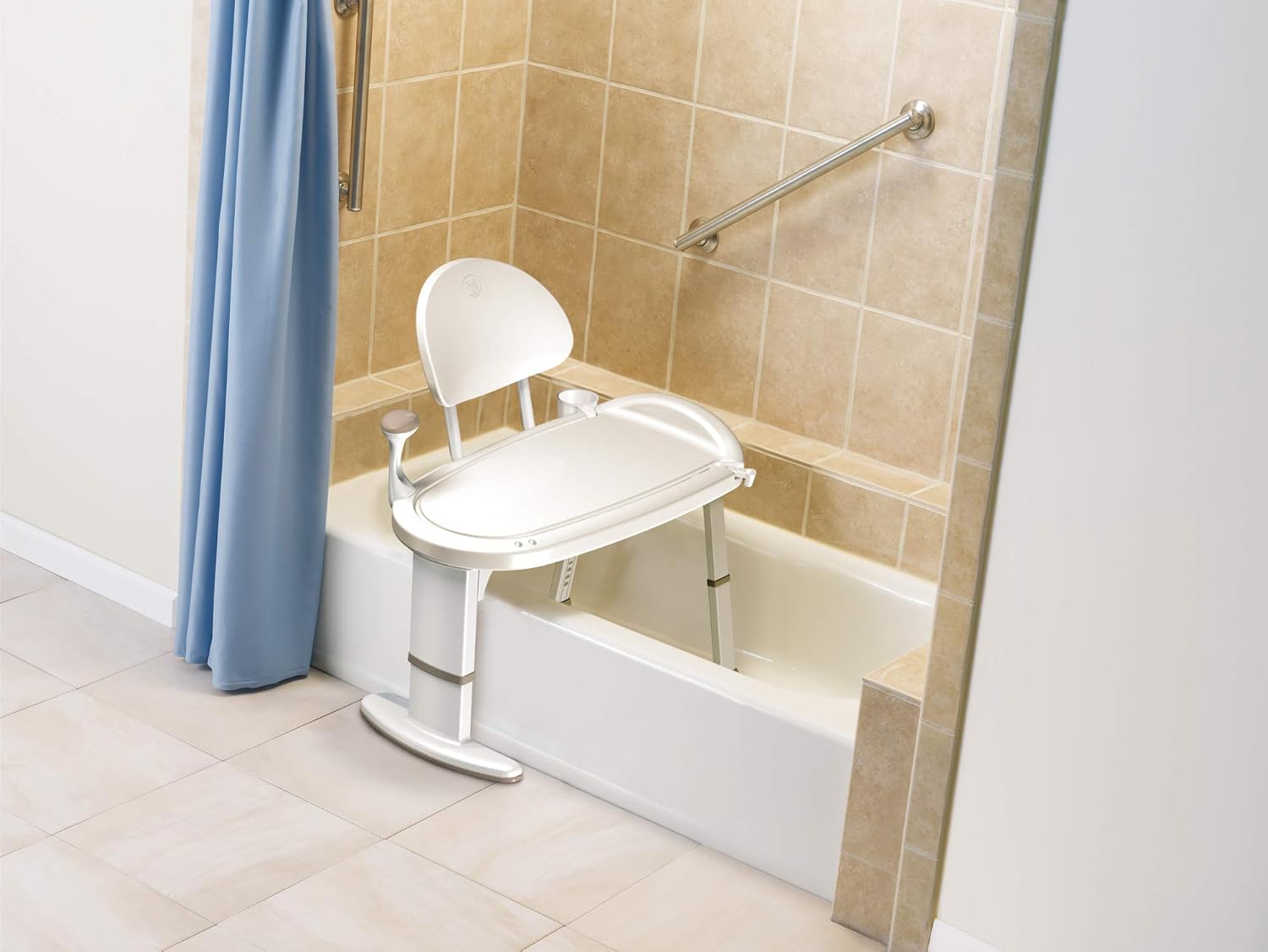 Moen DN7105 Home Care 33-Inch W x 18-Inch D Adjustable Height Non Slip Bath Safety Transfer Bench, Glacier White : Toys & Games