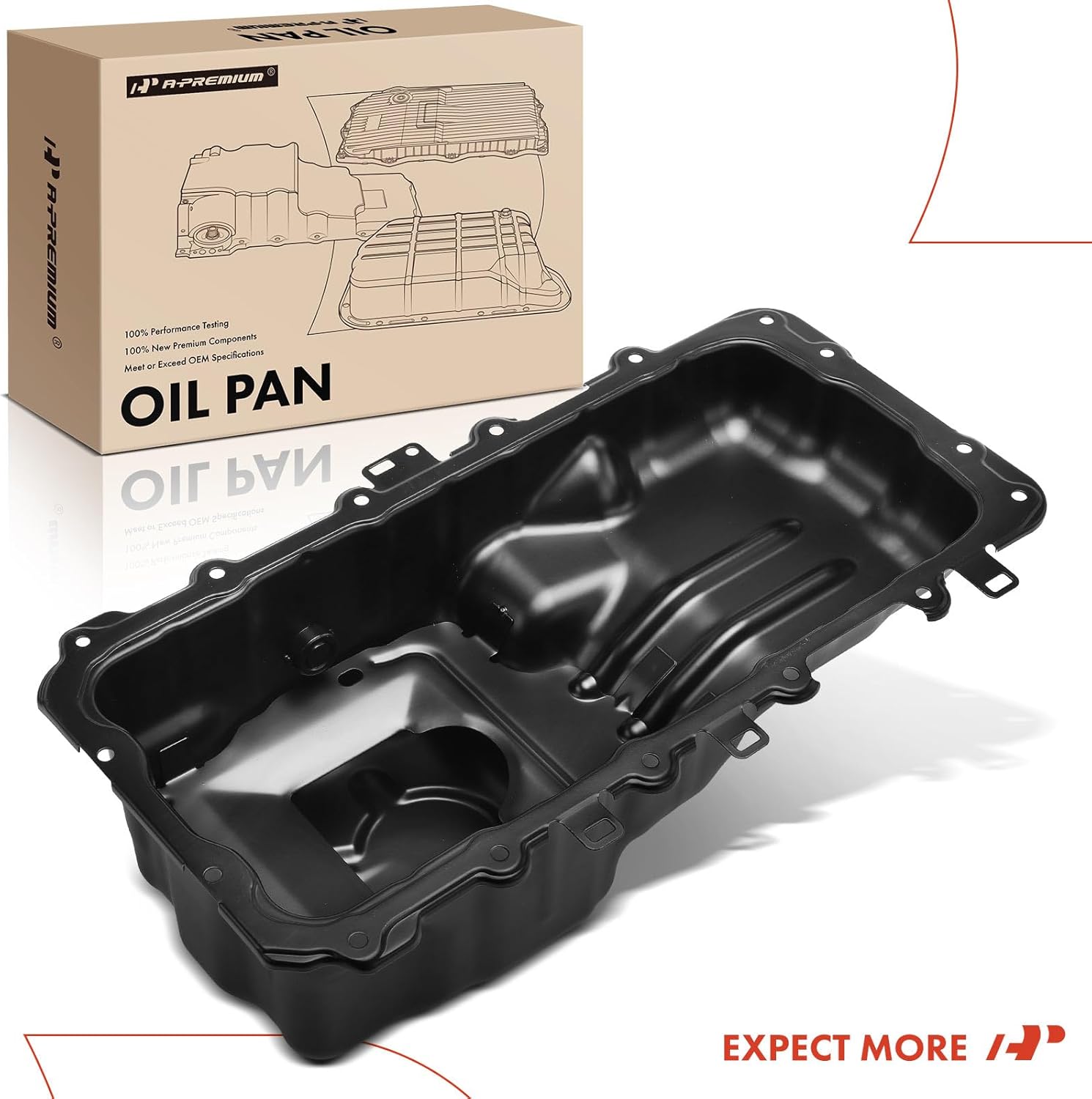 A-Premium Engine Oil Pan Sump with Drain Plug Compatible with Ford F-150 F150 2011-2017, Mustang 2011-2017, 5.0L, Replaces BL3Z6675A