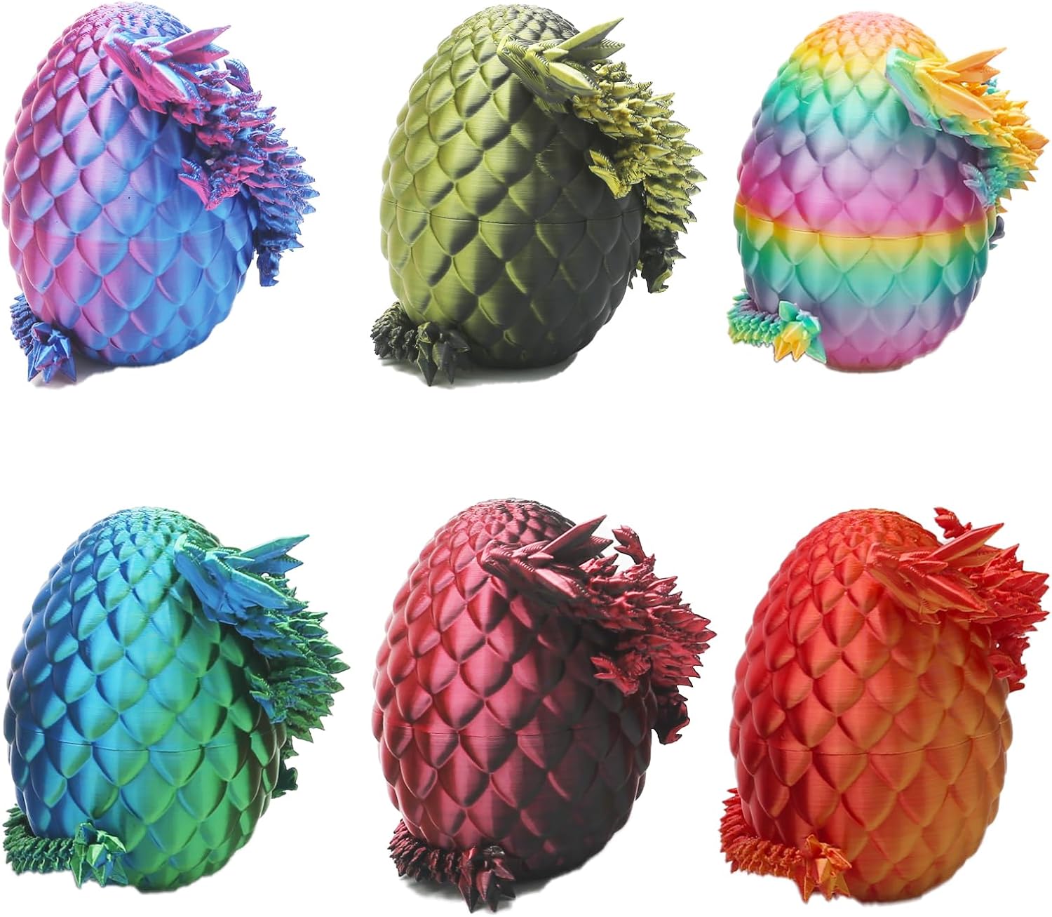 6PCS 3D Printed Dragon Eggs,Dragon Eggs with Dragon Inside – 3D Printed Toys, Mystery Crystal Dragon Egg for Easter Basket Stuffers Fidget, Unique Gift Set