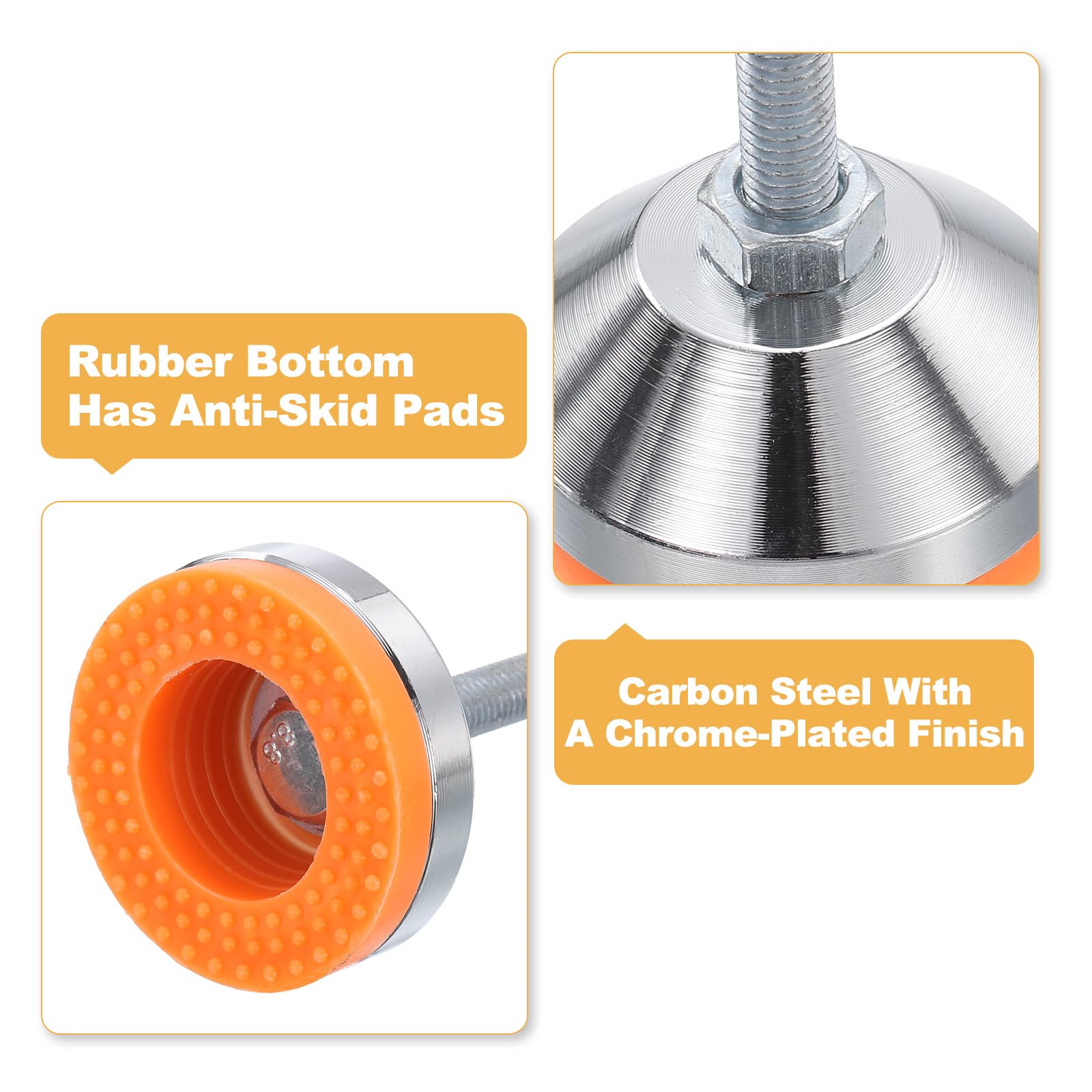 Paquete de 12 patas niveladoras ajustables resistentes antideslizantes que absorben los golpes, patas niveladoras de muebles para banco de trabajo, armario, M8 x 50 mm, rosca de 50 mm de diámetro