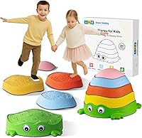DREAMBUILDING Kids Balance Stepping Stones - Non-Slip Sensory Toys for Toddlers Indoor Outdoor, Motor Skills Obstacle Course Ages 3-7+