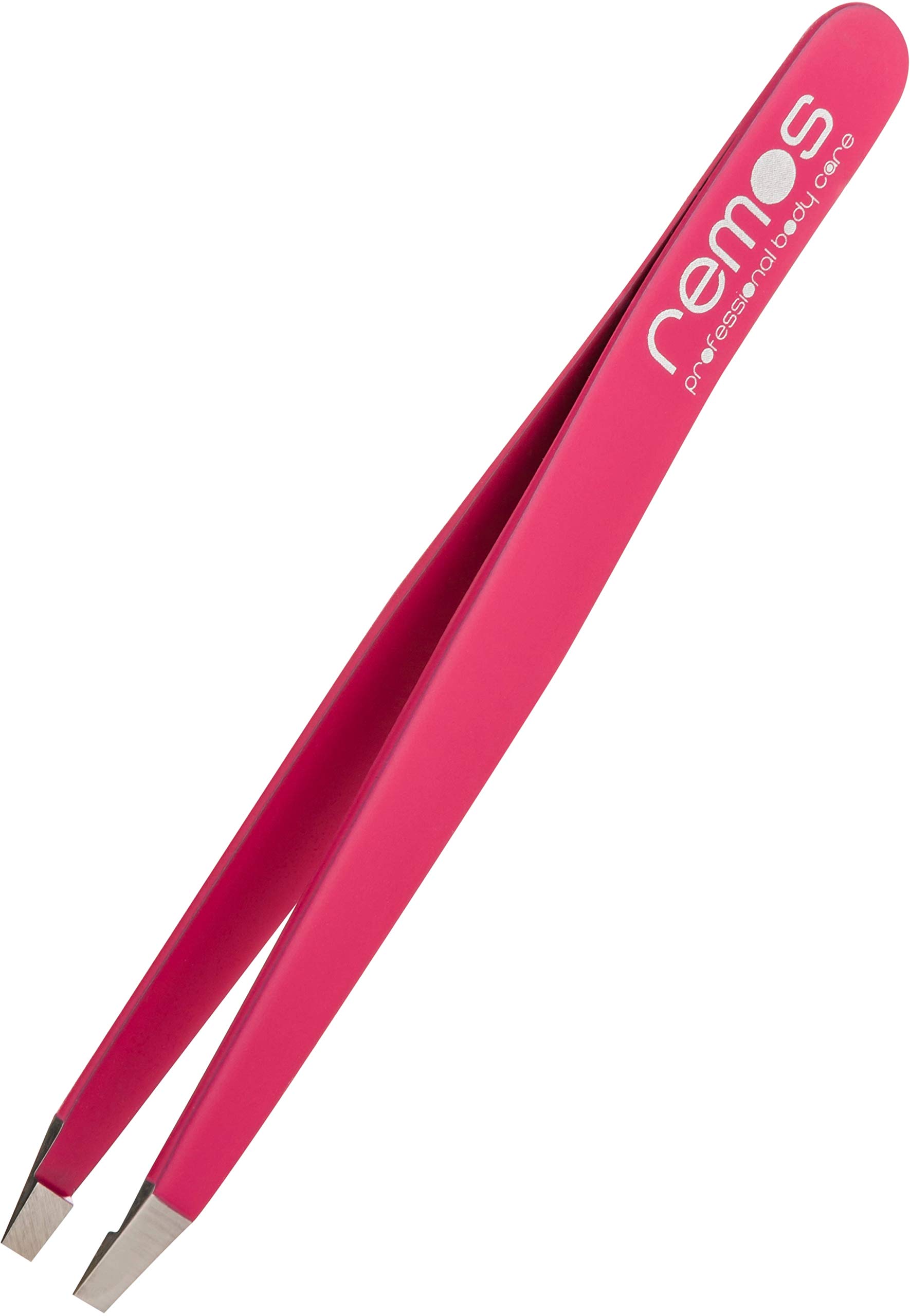 REMOS Pinzas de cejas de acero inoxidable con punta recta 9,5 cm en fucsia