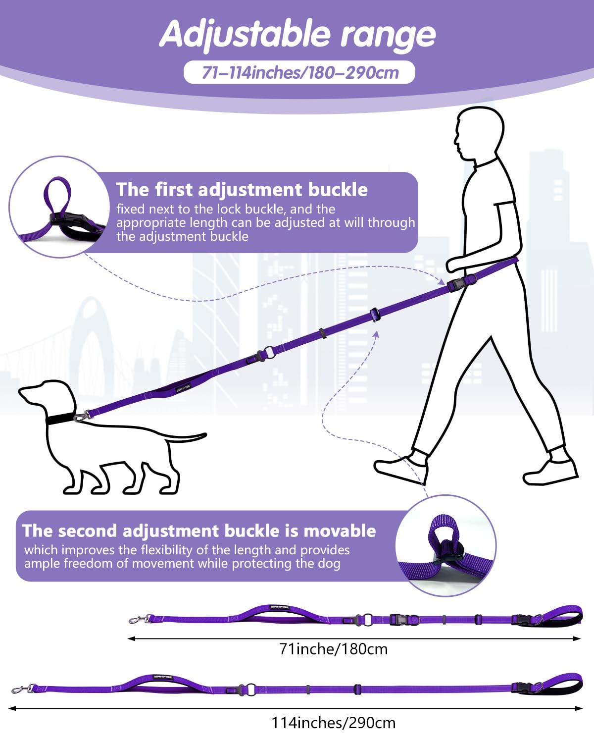 Hands Free Dog Lead, Multifunctional Crossbody Dog Lead - Image 2