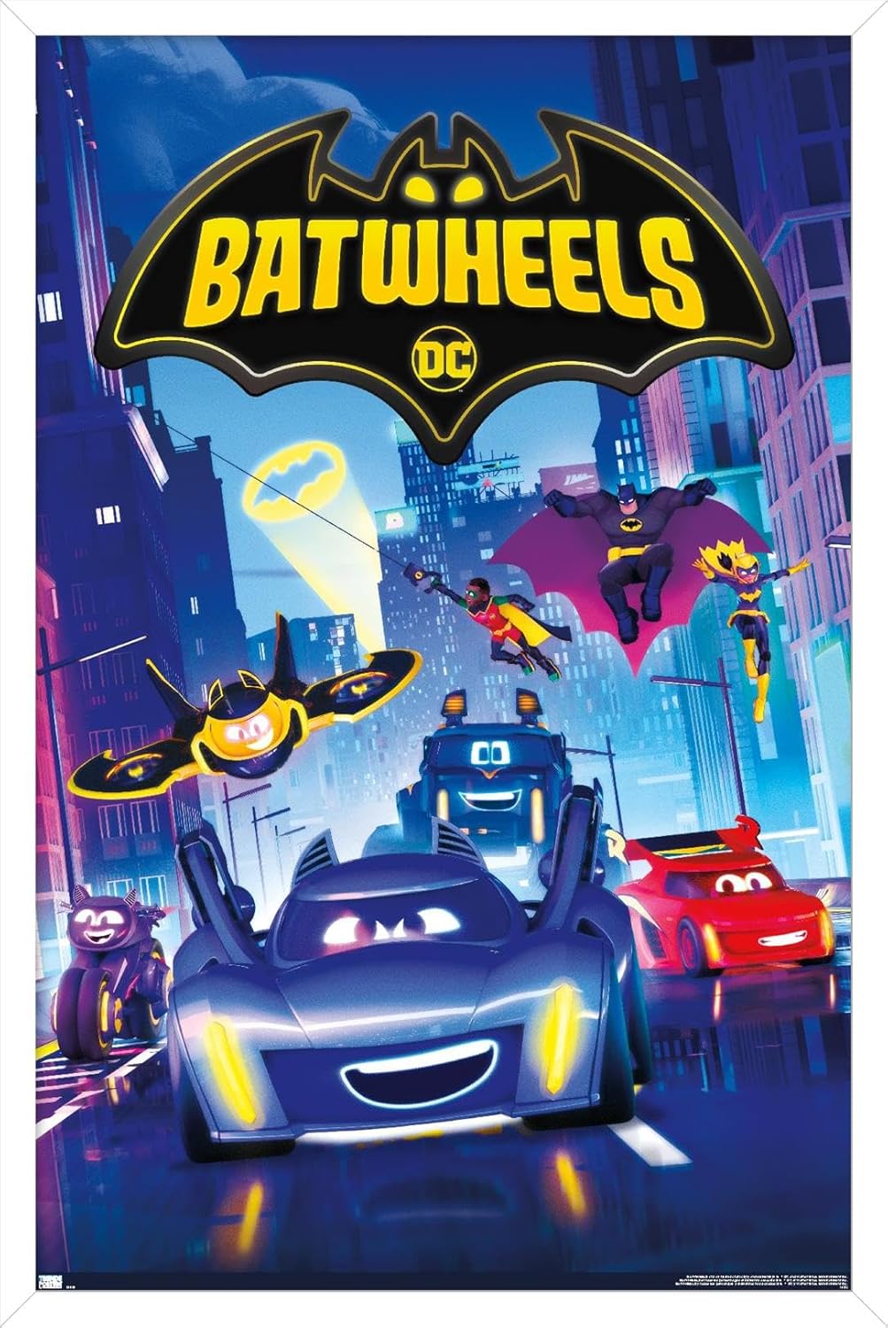 DC Comics TV Batwheels - Key Art Wall Poster, 22.4L" x 14.7W", White Framed Version