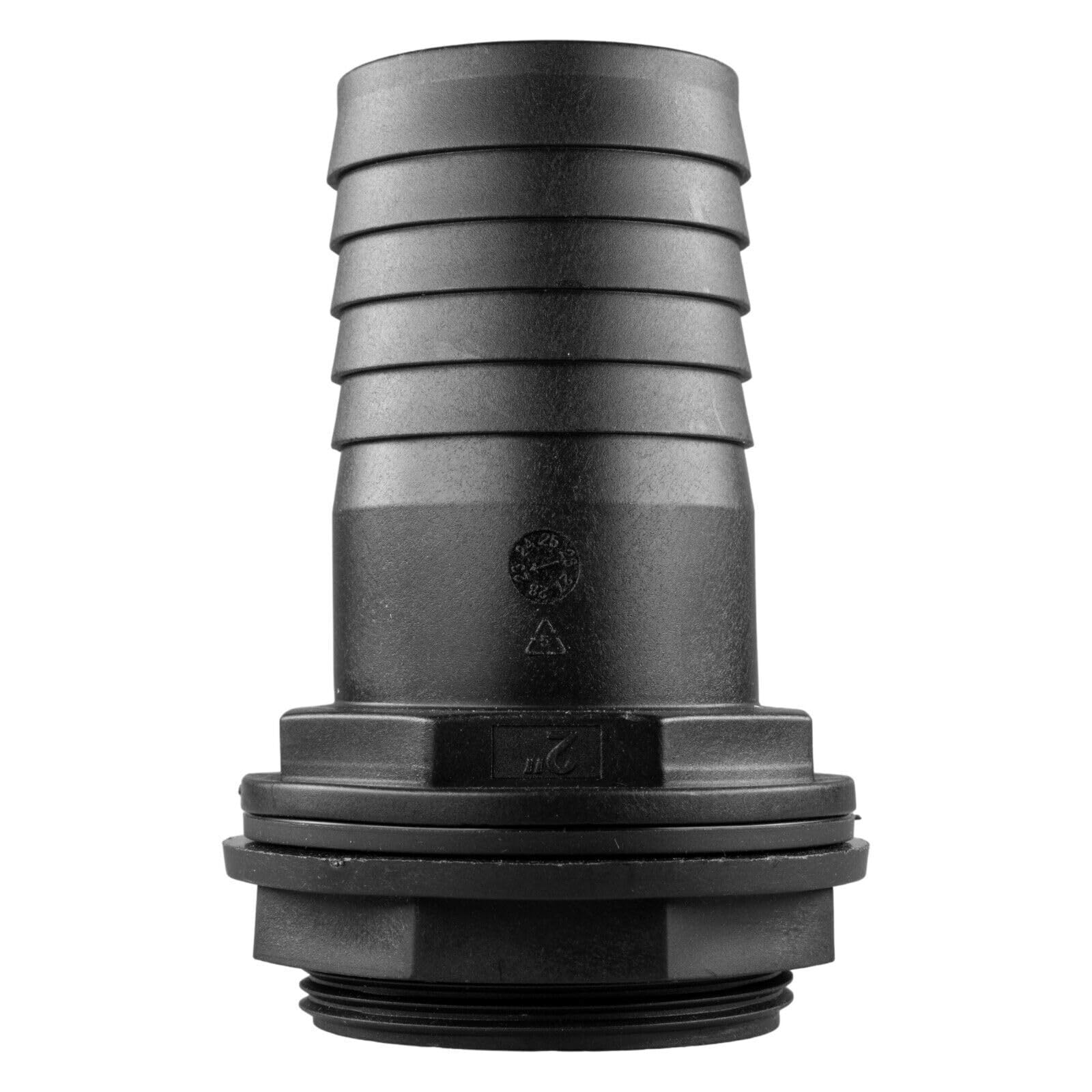 B2C Water Butt Connector Adapter Tank Fitting 1/2" - 2" Barb Straight Pipe Outlet – Durable, Leak-Proof Solution for Efficient Water Storage (Straight 2")