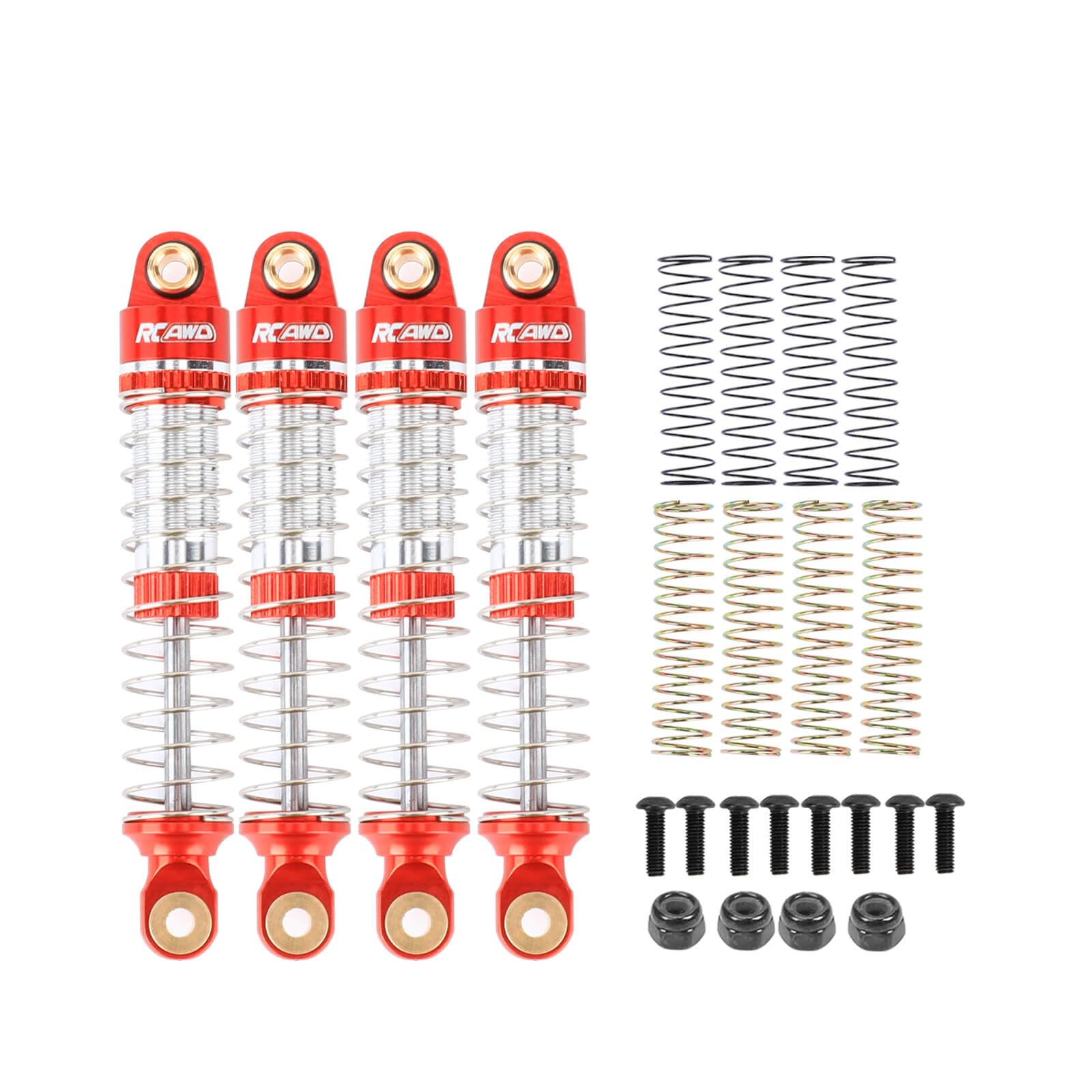 RCAWD TRX4M Lengthen 59mm & 3 Types of Hardness Springs Shock Absorbers Upgrades,for TRAXXAS Defender & for Bronco Front Rear RC Shocks Damper 1/18 Parts #9764#97054-1#97074-1 Red