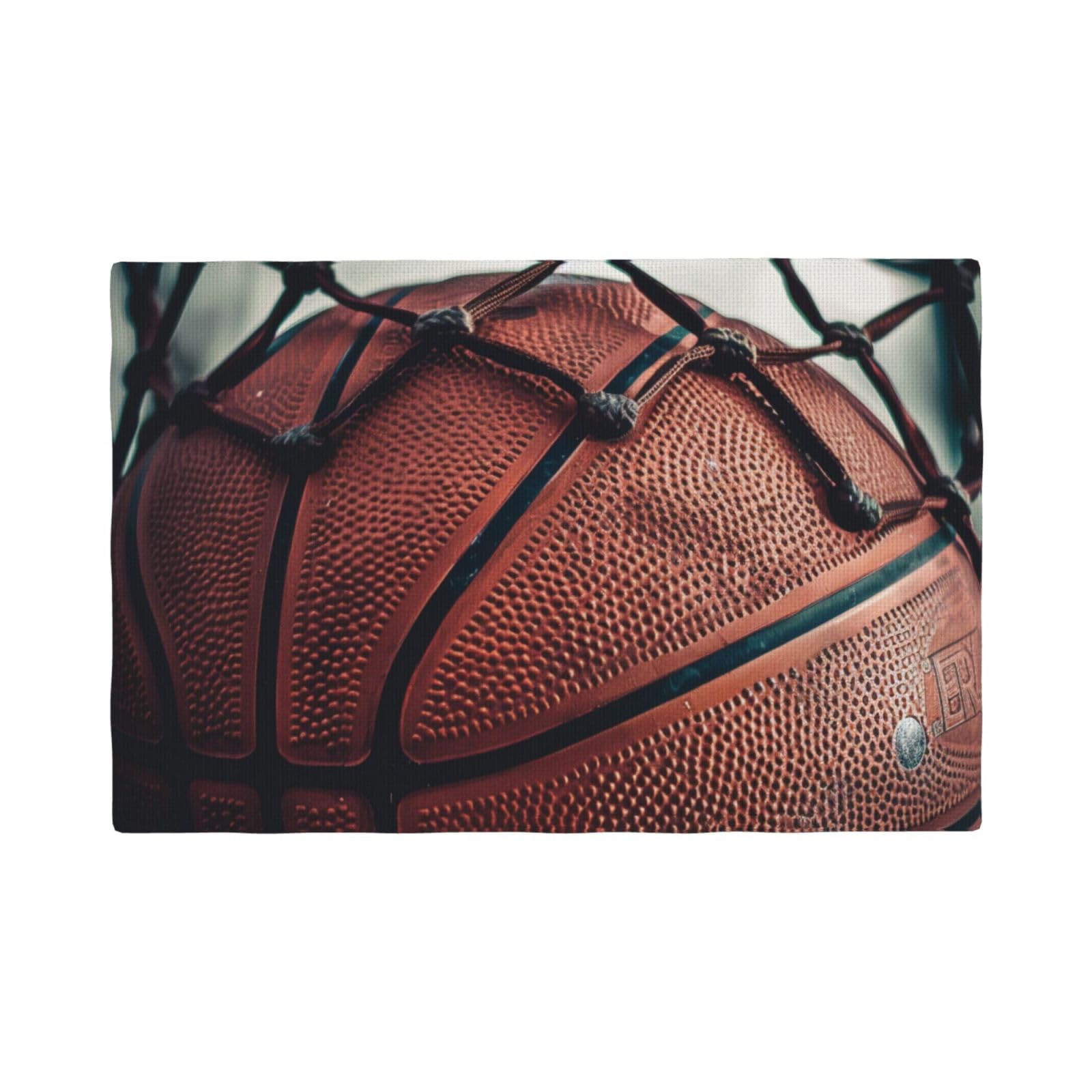 Basketball Sport Print Placemats Set, Heat Resistant Washable Placemat 12x18in Table Mats for Party Kitchen Dining Table Decoration Indoor Outdoor, Six Piece