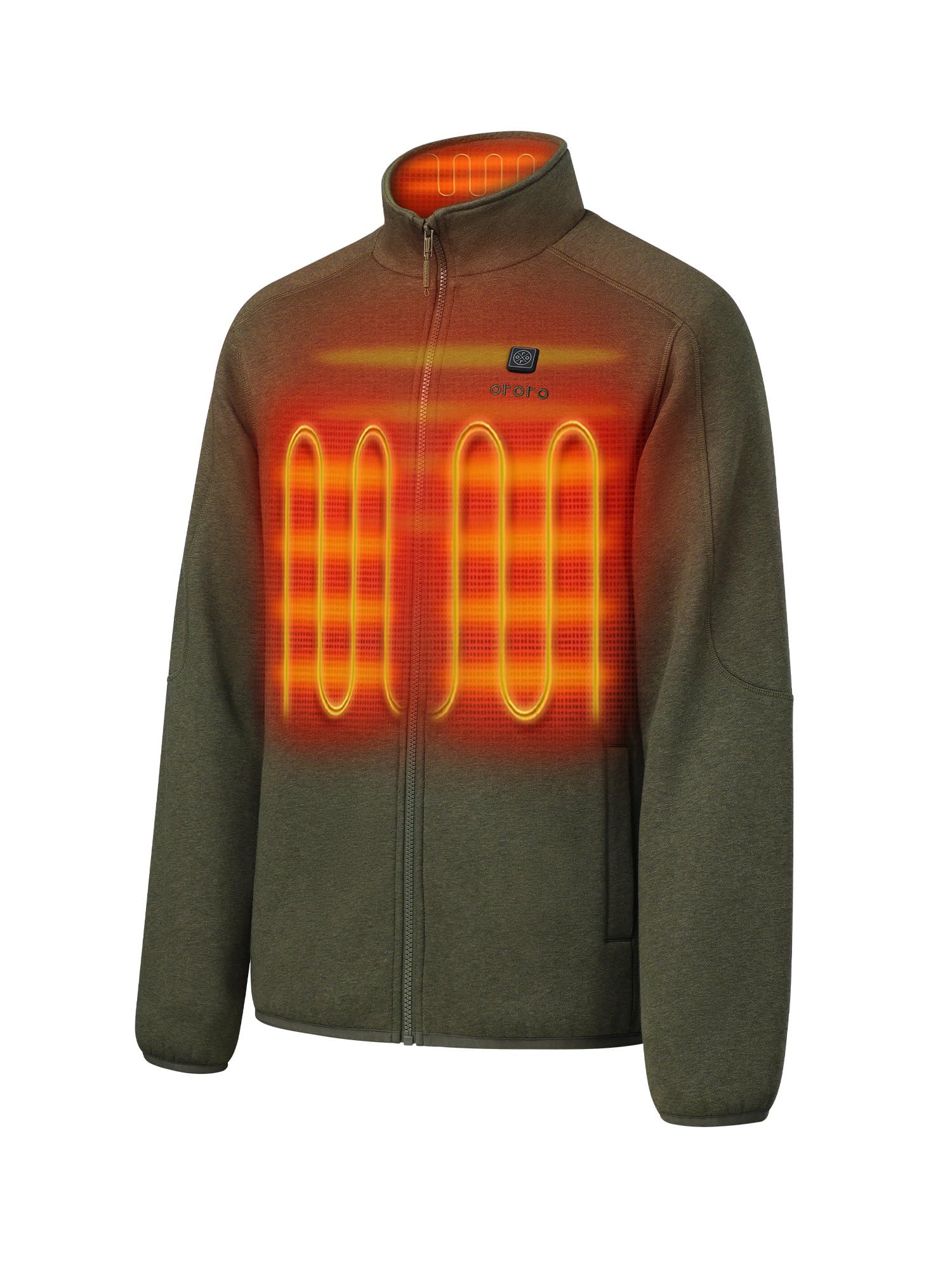 ORORO [Upgraded] Men's 4-Zone Fleece Heated Jacket with Heated Collar, Heating Fleece Jacket with Battery