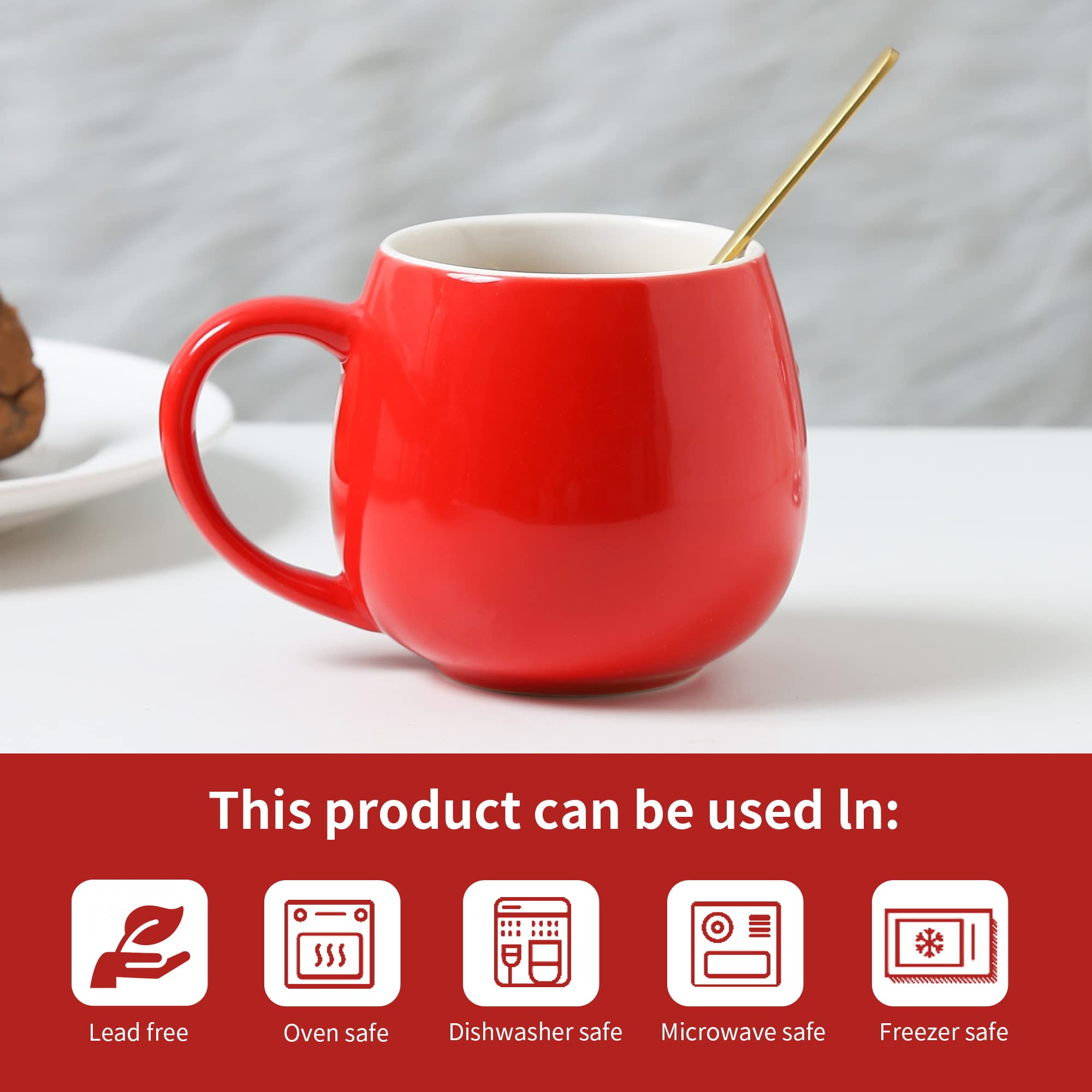 superyes Christmas Red Coffee Mugs Set of 6 for Latte Cappuccino Cup Ice Cream Hot Chocolate 12oz, 12 oz (Set of 6) - Image 2
