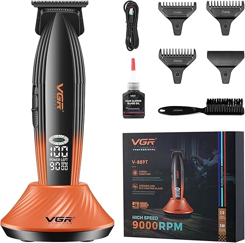 VGR 889T - Cortadora de pelo profesional para hombres, 9000 rpm, inalámbrica, cortadora de pelo de alta velocidad, recortadora de barba con cuchilla