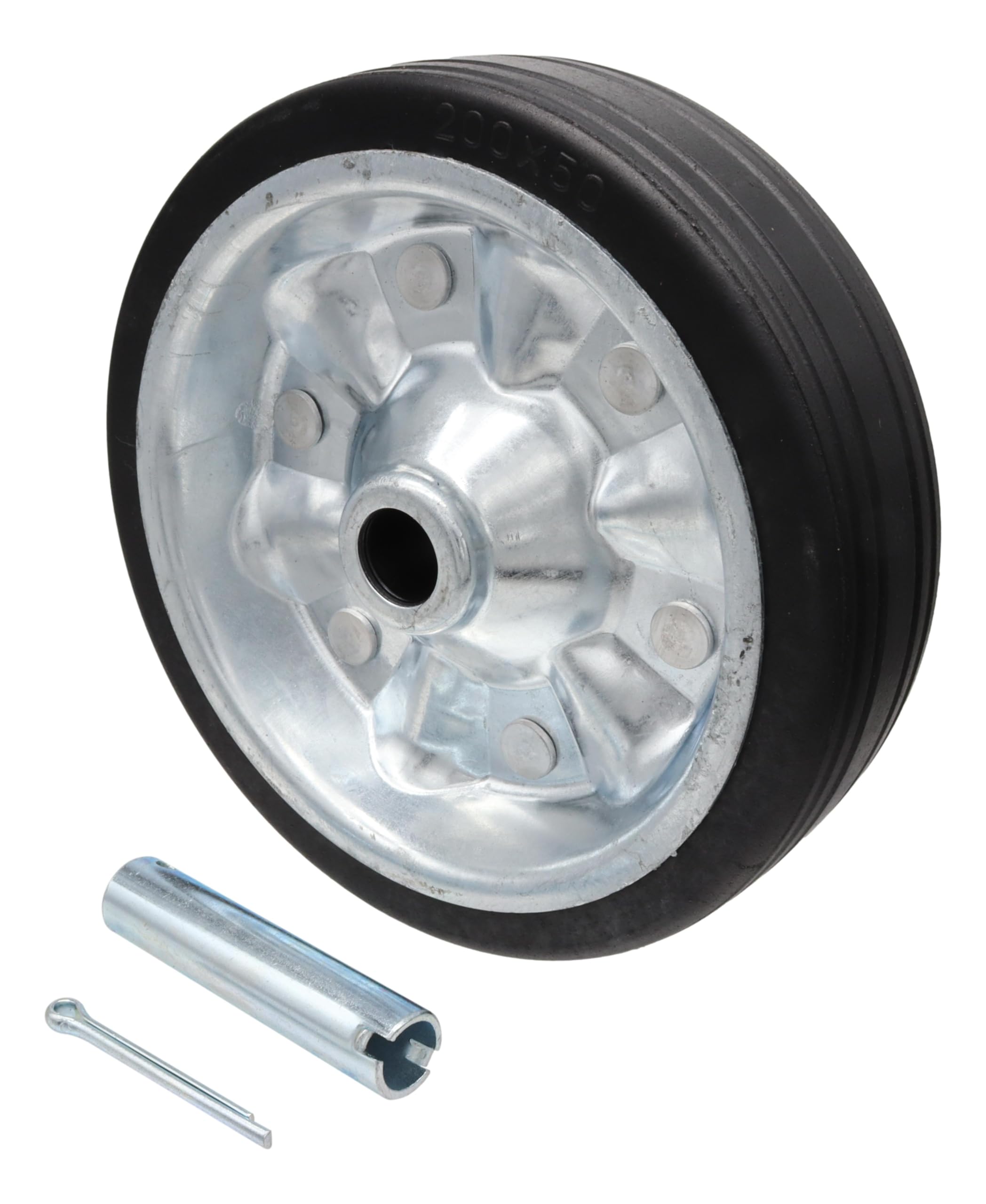 trailer parts4u Kit de réparation pour roue de remorque automatique 200x50 500kg compatible avec Alko, Knott, Winterhoff, etc. Roue de rechange avant/arrière, roue de support, roue