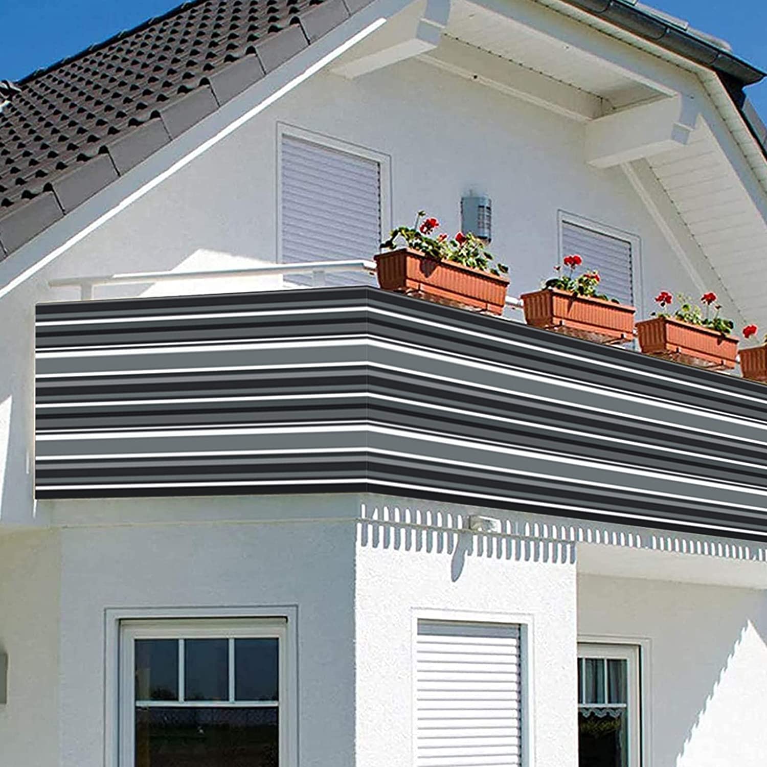 Telo frangivista per balcone, 75 x 1250 cm, resistente alle intemperie e facile da pulire, per ringhiere di balcone, terrazza e giardino