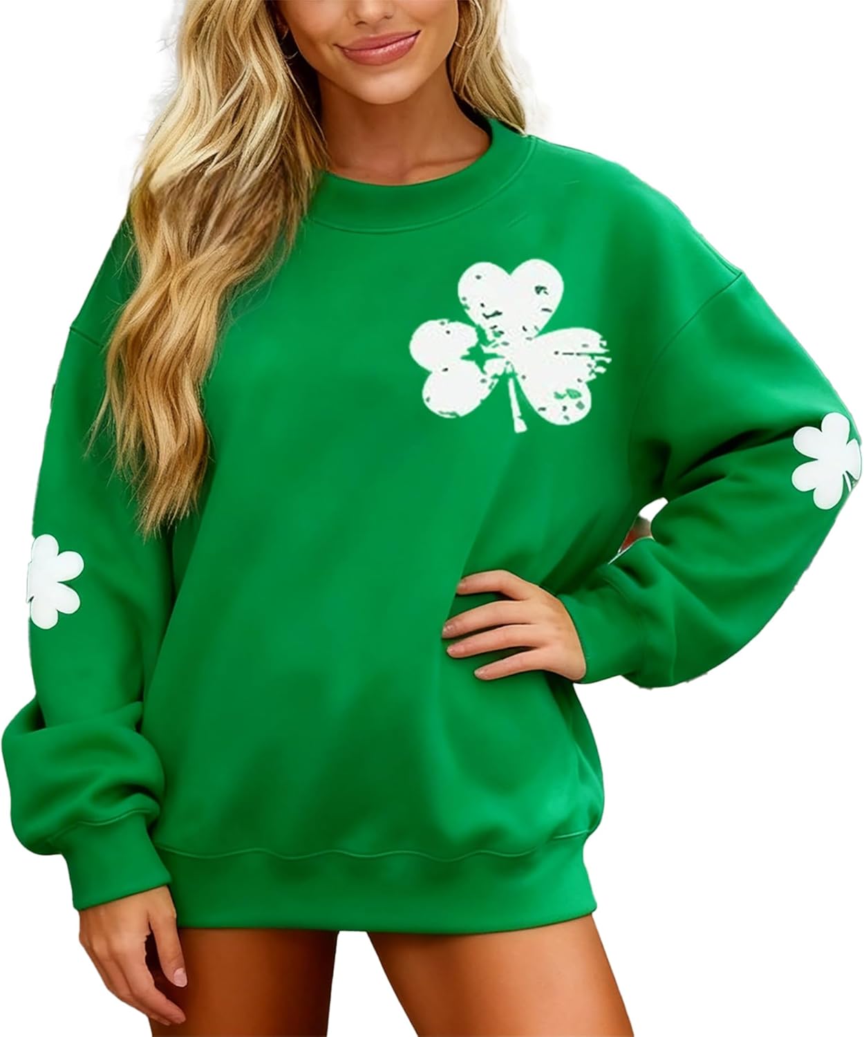 Susongeth St. Patrick's Day Sweatshirt for Women Irish Shamrock Pullover Shirts Tops Raglan Sleeve Lucky Leaf Clover Shirt - Image 6