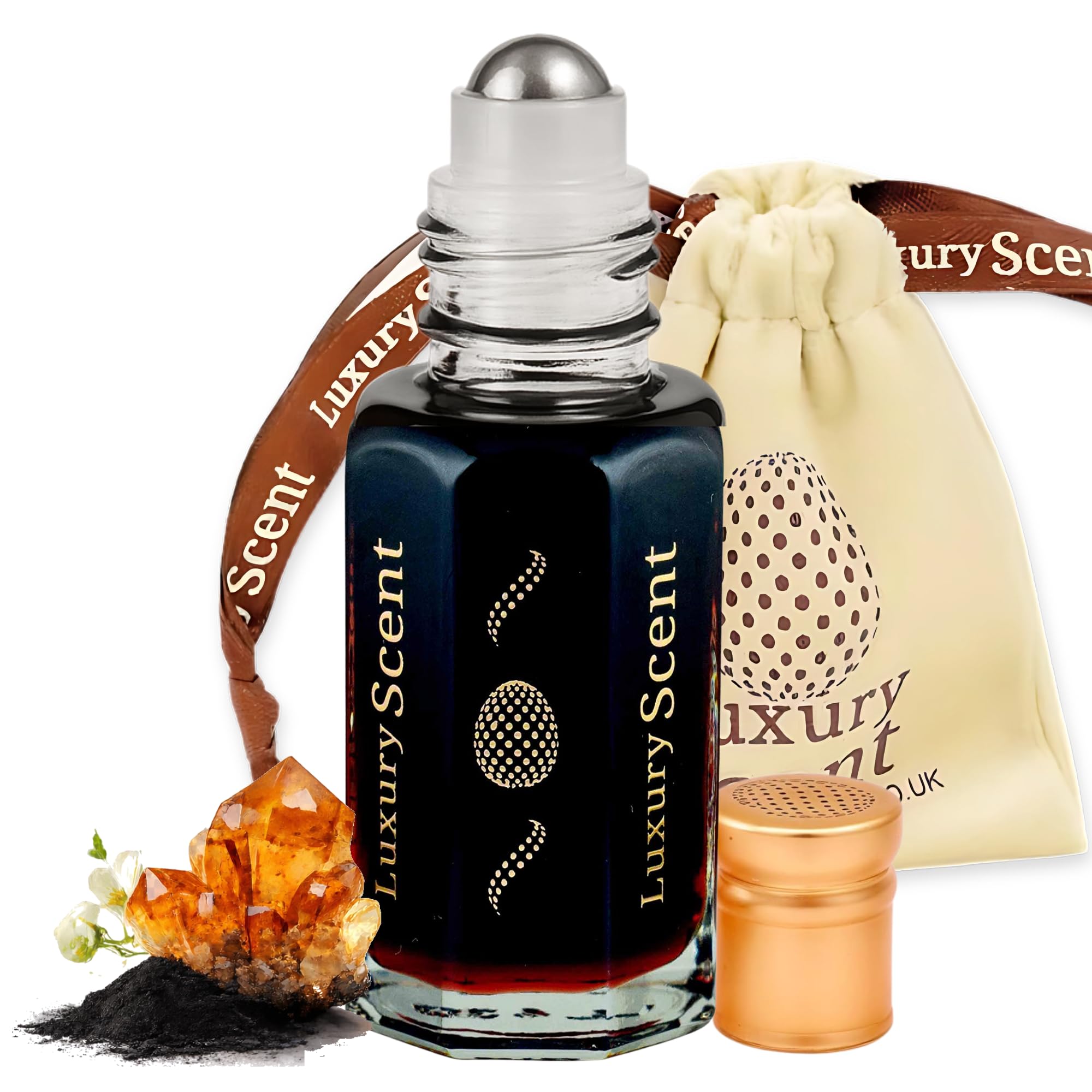 Perfume Oil Black Musk 6ml Roll-On by Luxury Scent – Long Lasting Alcohol-Free Unisex Attar with Dark Musky Amber Oriental Notes, Travel Size Arabian Inspired Fragrance with Velvet Gift Pouch