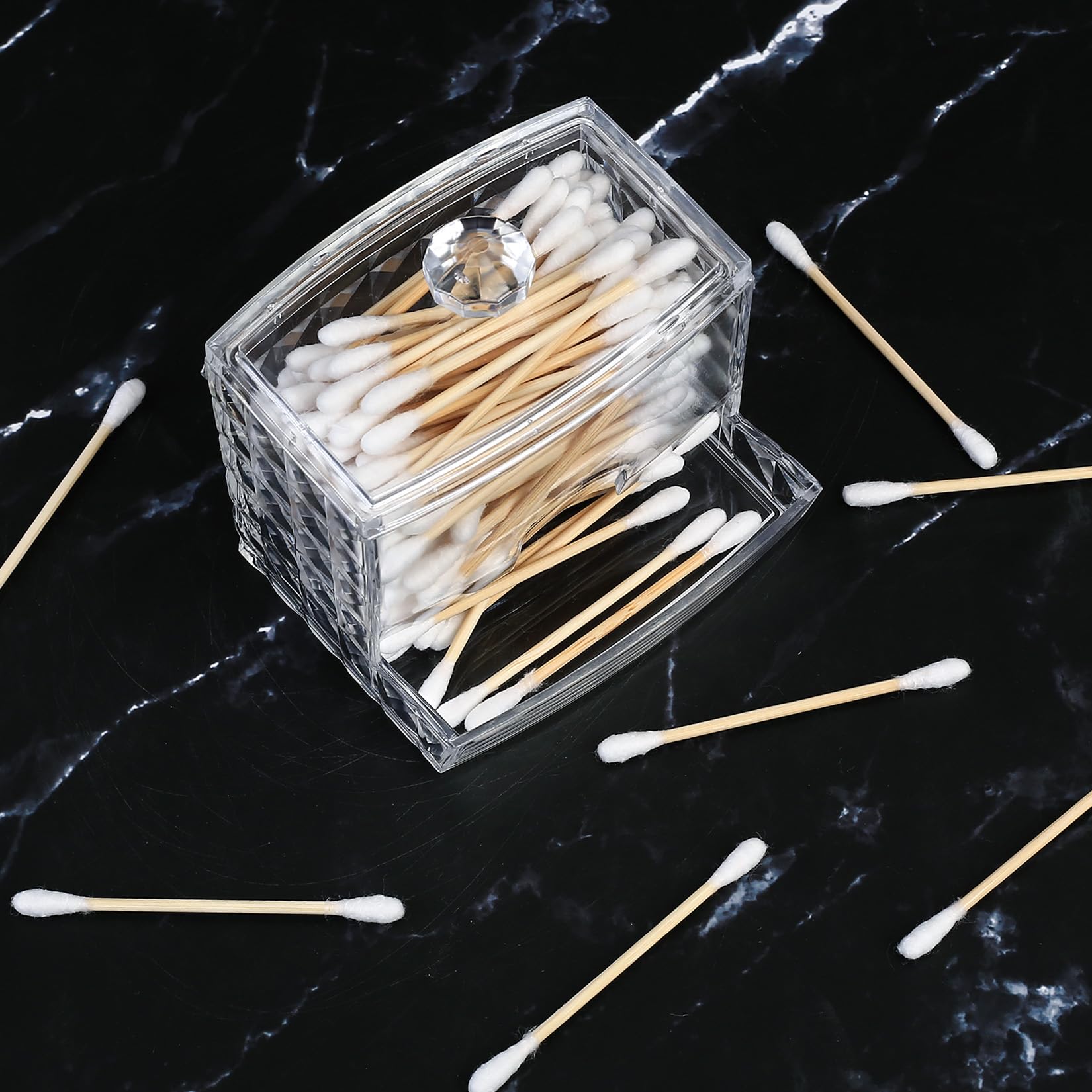 Set Porta Cotton Fioc In Vetro Con Coperchi In Sughero - 4 Contenitori, Per Bagno E Trucco - Foto 6