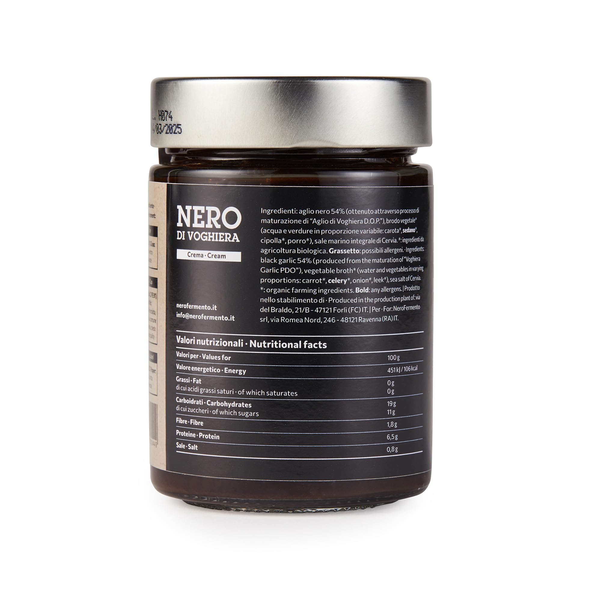 NERO FERMENTO NV Crema Spalmabile di Aglio Nero prodotto con Aglio di Voghiera D.O.P. 300 gr Ricco di Antiossidanti e Senza Conservanti, Ottimo su crostini, grissini o per condire paste