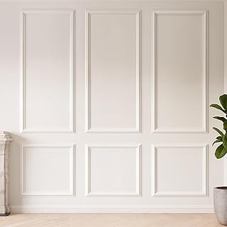 KESHWELL Premade Wall Panels,6 Frame Wall Panels for Interior Wall Decor,Accent Molding Kit,Pre-Cut Wainscoting Panels, Wall Molding Trim Picture Frame for Home Decor (3 Set,54 x 24 INCH)