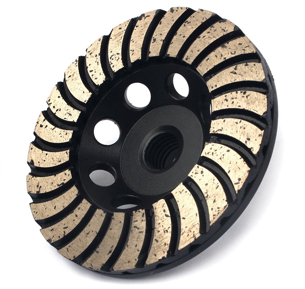 4-inch Diamond Cup Grinding Wheel with 5/8-11 Thread Double Layer Segment Grits 100 for Granite Marble Stone Concrete Grinding Wet or Dry