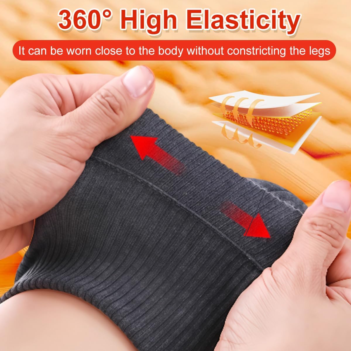 Happyupcity Unisex Winter Knit Plush Knee Braces Leg Warmer Men Women Thicken Knee Pads Sleeves Thermal Knee Warmers (Black)