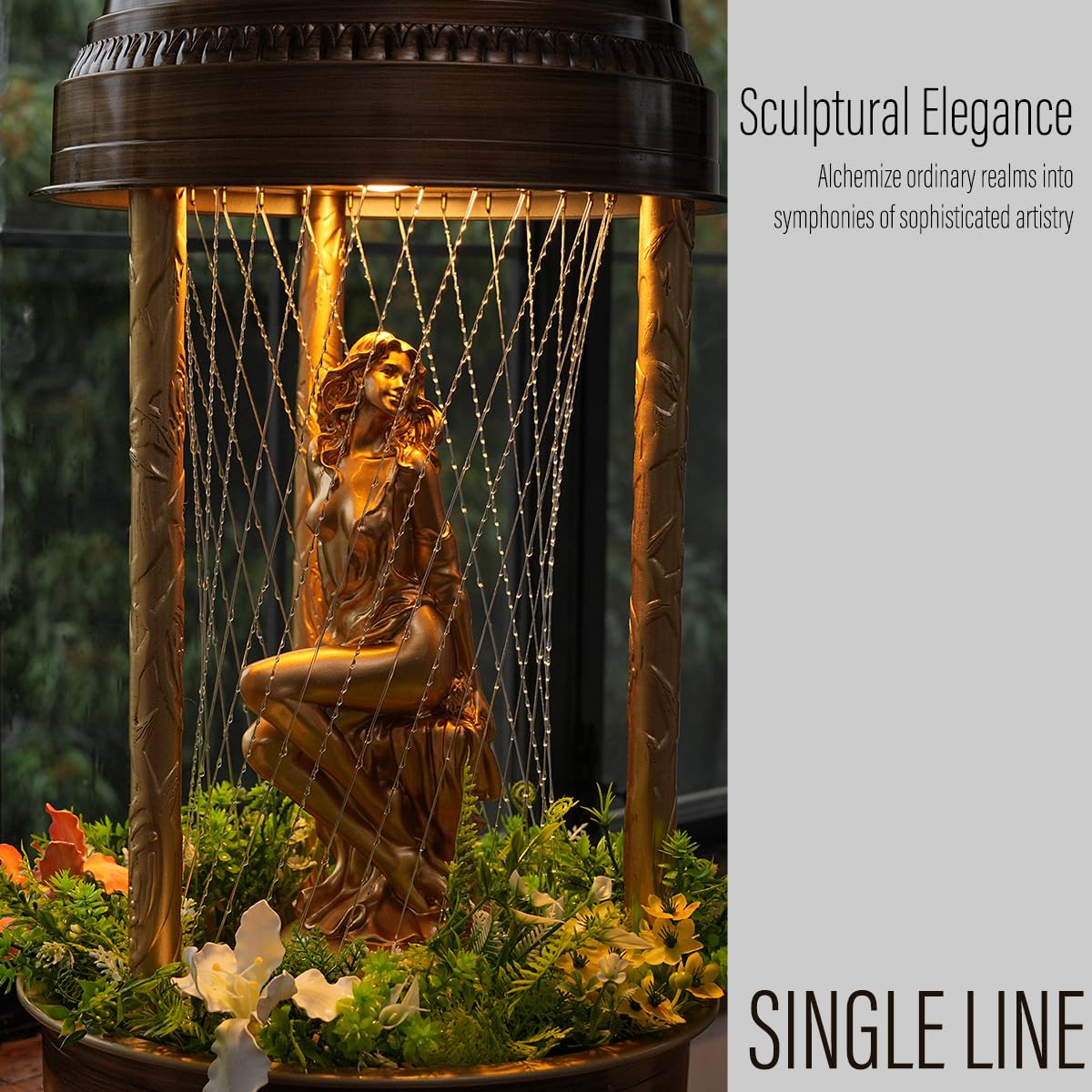 LumiRuiss Oil Rain Lamp & Creative Lamp | The Little Mermaid Romantic Series-Single Line Version (13×13×36 In) | Mood Lighting for Home, Galleries, Coastal Restaurants & Boutique Resorts