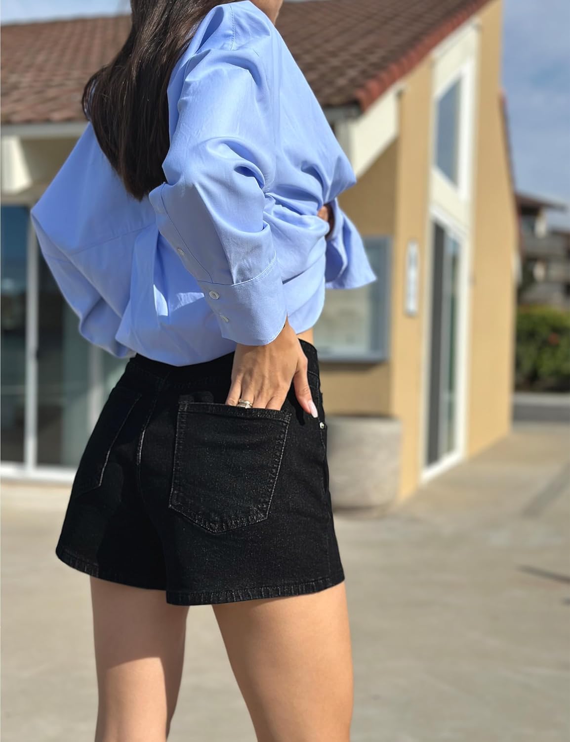 luvamia Jean Shorts for Women High Waisted Trendy Summer Casual Wide Leg Stretchy Denim Jorts Distressed Cut Off Shorts - Image 7