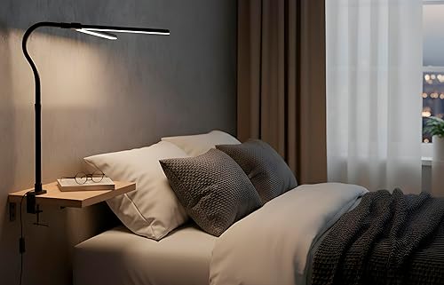 Miniatura 7 de Lámpara de escritorio LED con cuello de cisne flexible y abrazadera, luz de cuidado de los ojos para oficina, estudio o banco de trabajo, diseño de