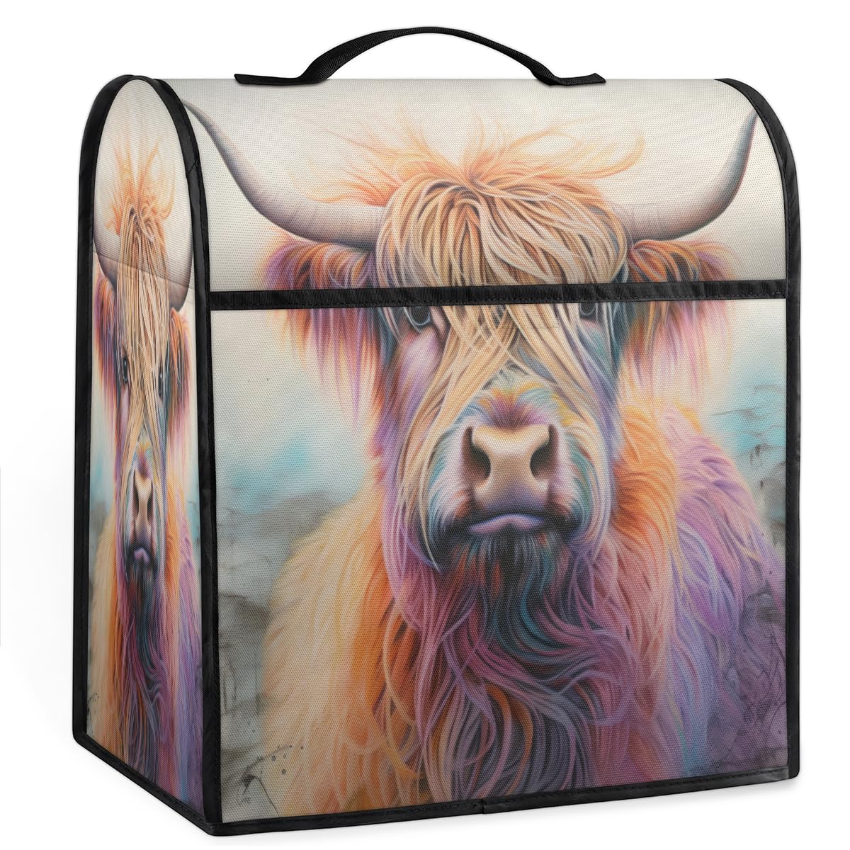 Coffee Maker Cover Highland Cow Animal Kitchen Appliance Covers Small Appliance Covers Blender Cover Juicer Cover Dust Covers for Kitchen Appliances with Top Handle and Pockets,Washable,C928