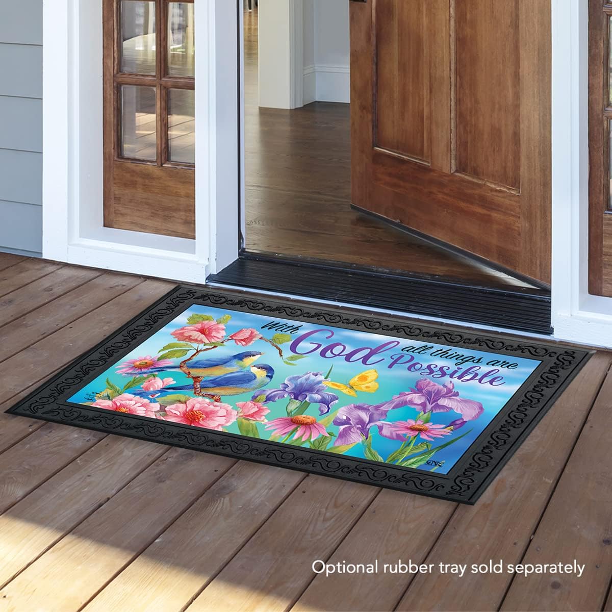 Briarwood Lane with God Religious Doormat Inspirational Indoor Outdoor 30 x 18