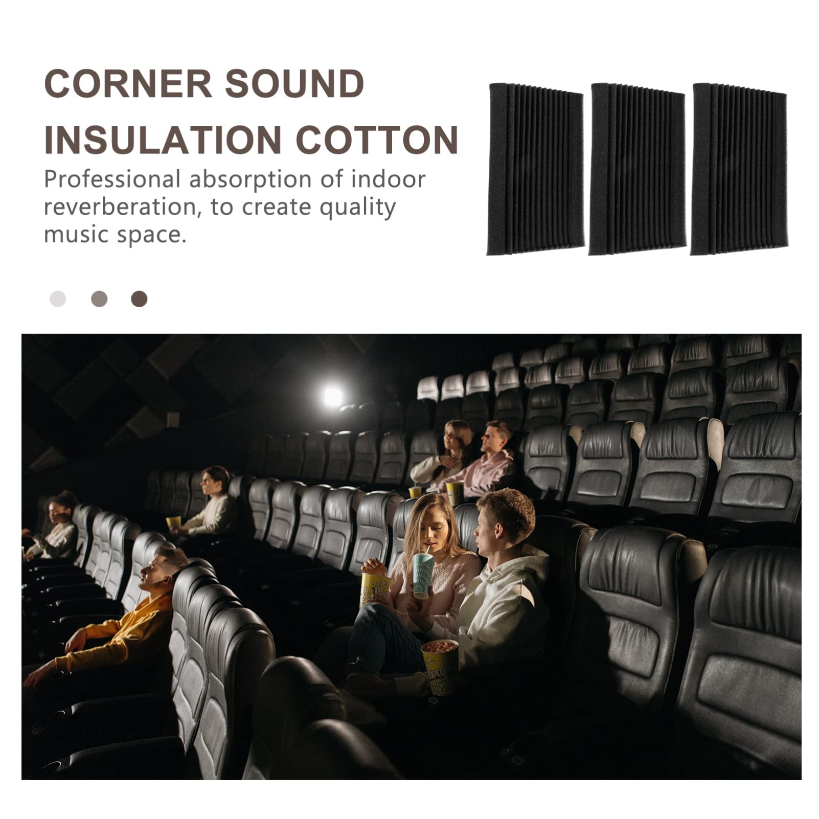 UPKOCH 3 Piezas de Azulejos de Espuma Absorbente de Sonido para Trampas de Graves en Esquinas, Material Esponja, Aislamiento Acústico Interior