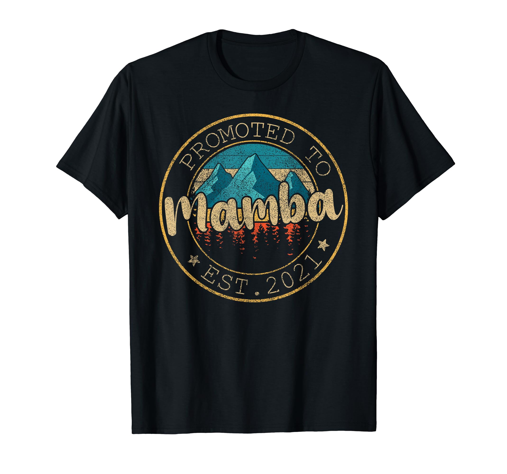 Vintage Promoted to Mamba Awesome Fathers DayRetro Promoted to Mamba Est 2021 Funny Dad Fathers Day T-Shirt